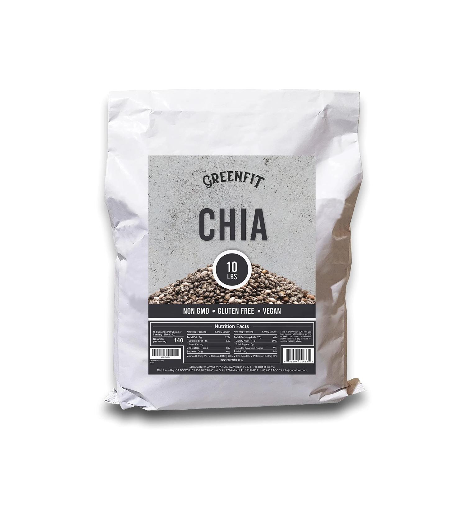 OA CHIA Now Greenfit 10lb Bulk Pack - 10 Pound Organic Chia Seeds - Buy Online on GoSupps.com