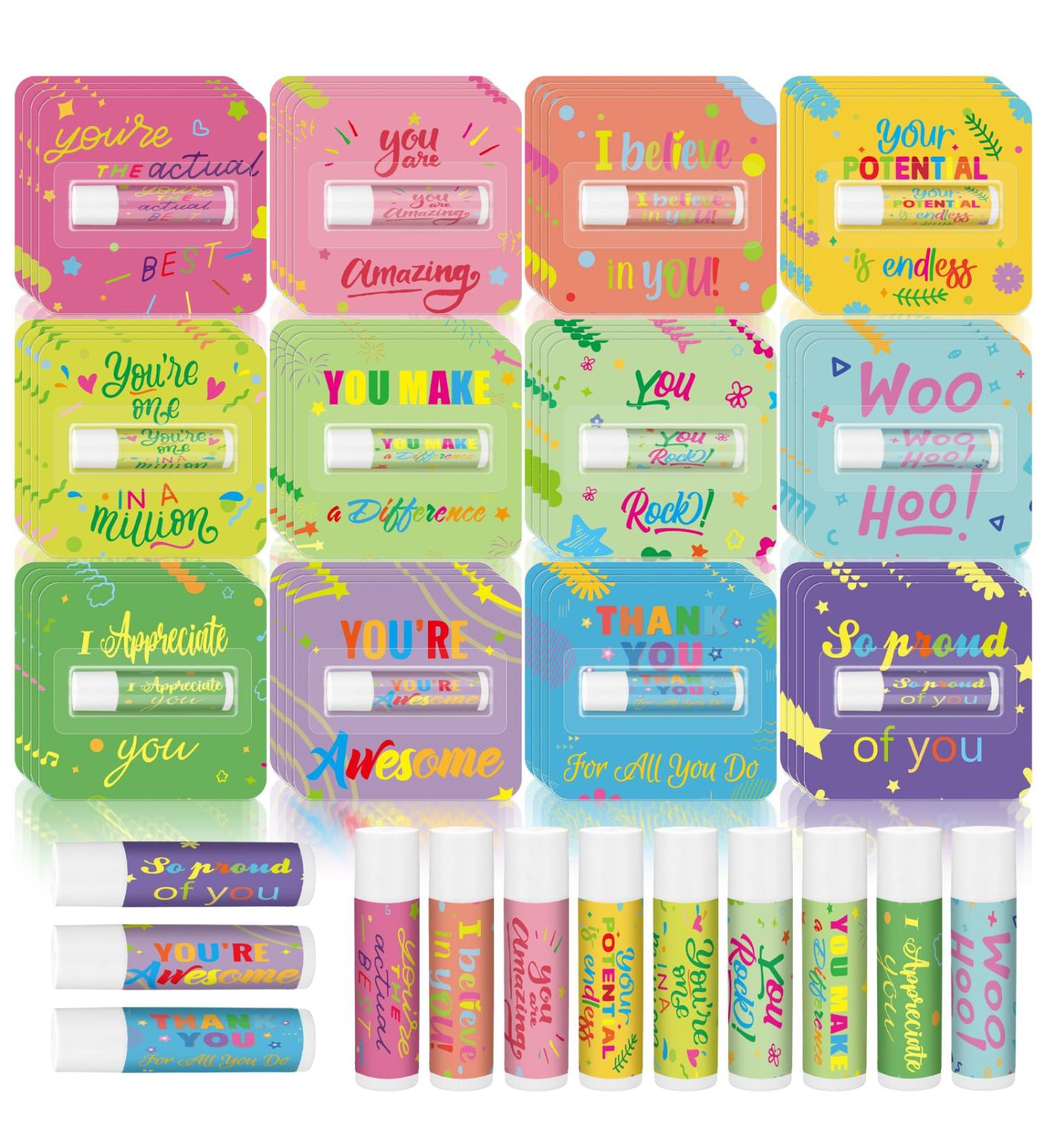 Heigble 48 Pcs Employee Appreciation Gift Lip Balms Bulk Teacher Team Valentine Thank You Gift Travel Size Lip Balms Appreciation Motivational Present Bulk for Teacher Nurse Coworker Staff Team - Buy Online on GoSupps.com