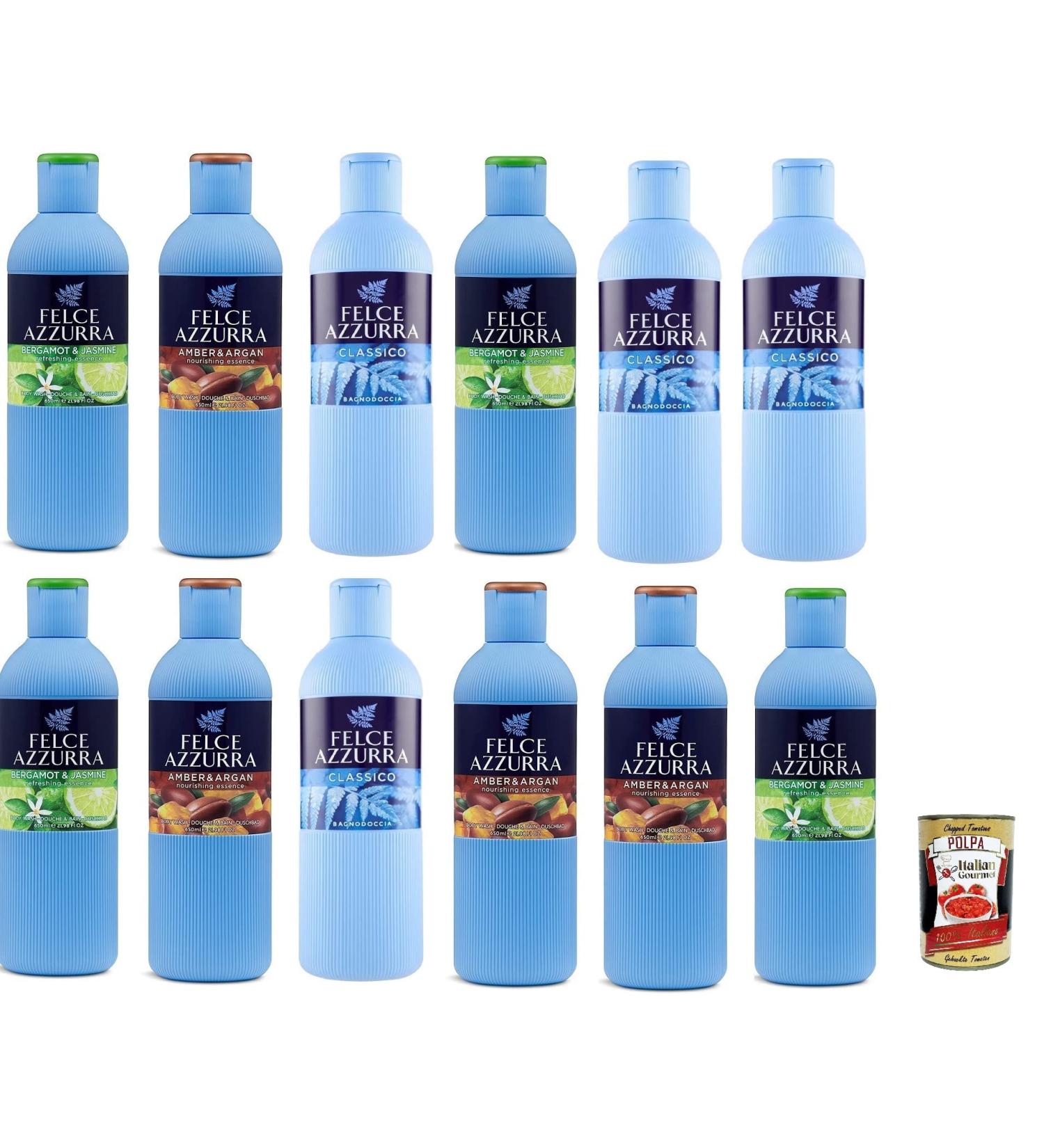  Italian Gourmet E.R. Italian Gourmet Set of 12 Felce Azzurra Shower Gel Bottles 12 x 650 ml Classico Bergamot Jasmine Amber Argan Family Care Shower Gel from Italy + Italian Gourmet Polpa - Buy Online on GoSupps.com