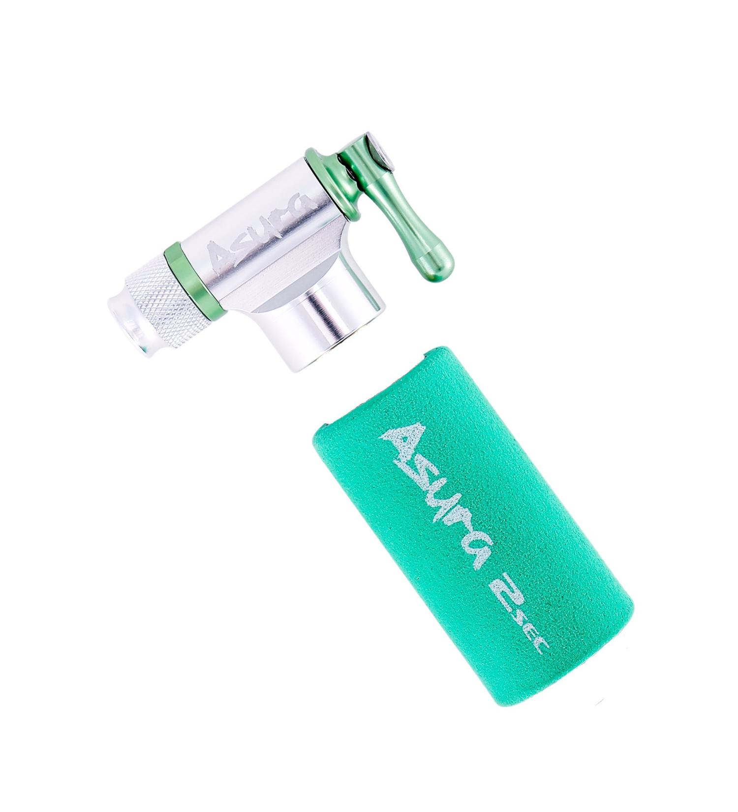 Asura 2sec CO2 Tire Inflator for Presta and Schrader Valves Includes Sleeve for Cartridge (Cartridge Not Included)