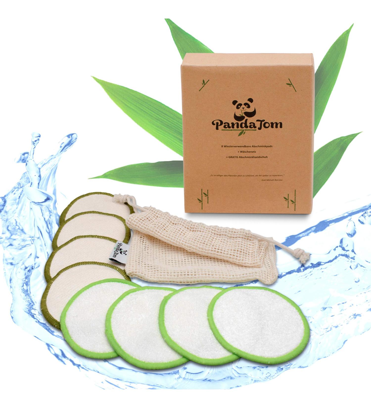 Pandatom 8 Washable Smink Pads | Reusable Zero Waste Makeup Remover | Cotton & Bamboo with Slip Glove | Eco-Friendly Unscented 8 Pack - Buy Online on GoSupps.com