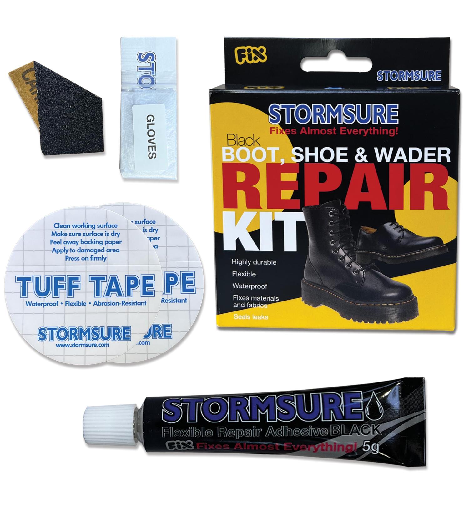 Stormsure Black Boot Shoe & Wader Repair Kit: Ideal School Shoe Fix Solution - Durable & Flexible - Buy Online on GoSupps.com