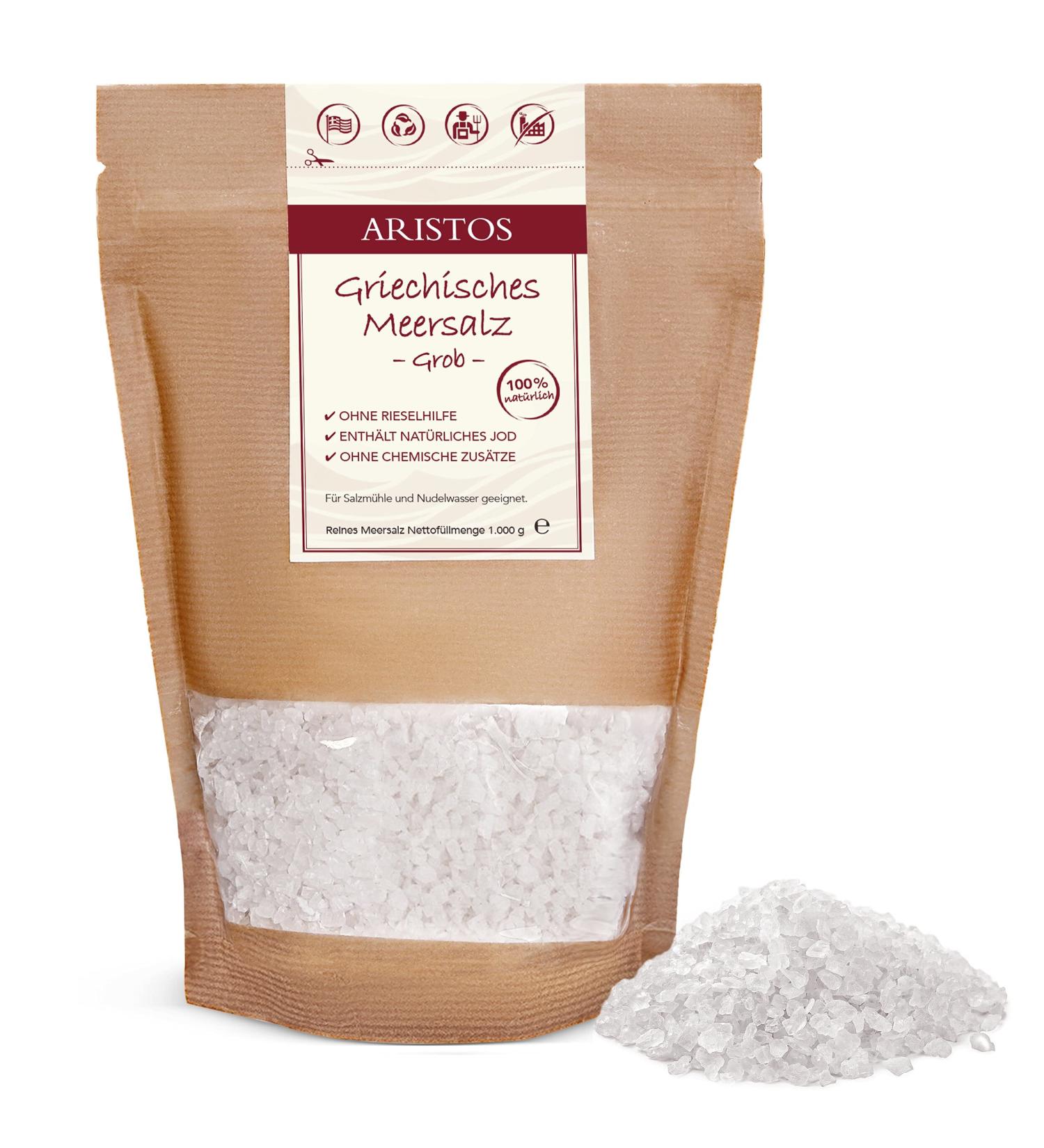 Coarse Sea Salt 1kg from Greece | Perfect for Salt Mills Pasta Rice & Roasting | ARISTOS - Buy Online on GoSupps.com