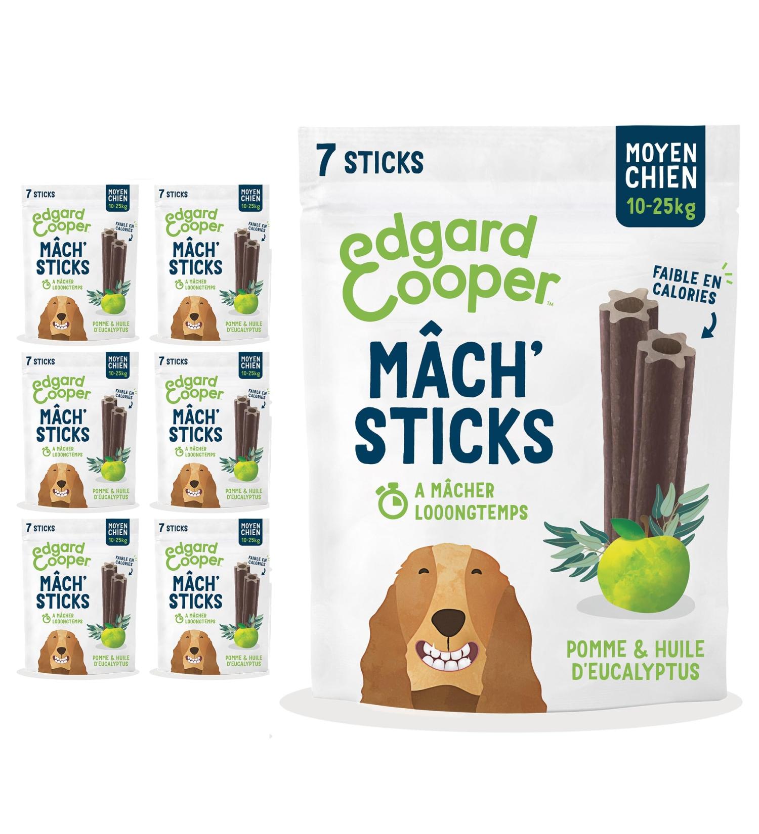 Edgard Cooper Friandises Pour Chien (Eucalyptus & Pomme 7 b tons x 8) Moyen Un par Jour Faible en Calorie Mastication Longue Efficace Haleine Fra che