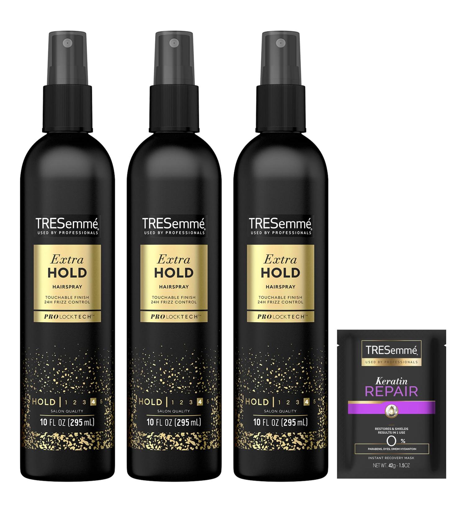 TRESemm Hairspray Non-Aerosol Extra Hold 3-Pack + Keratin Repair Hair Mask Moisturizing Hair Spray Anti-Humidity Anti-Frizz Hair Products (4 Piece Set) Non Aerosol 10 Fl Oz (Pack of 3) - Buy Online on GoSupps.com