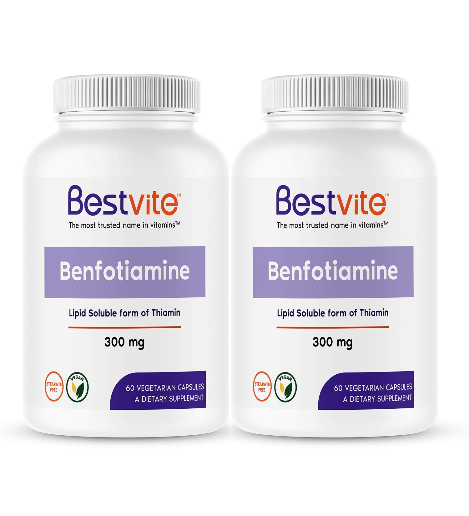 Benfotiamine 300mg (240 Vegetarian Capsules) 2-Pack - Vegan, Non GMO, Gluten Free - No Stearates or Silicon Dioxide - Buy Online on GoSupps.com