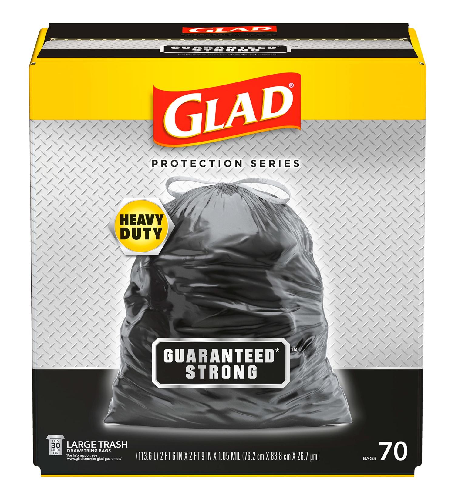 Glad Strong Large Drawstring Trash Bags, 30 Gallon, 70 Count - Guaranteed Quality - Buy Online on GoSupps.com