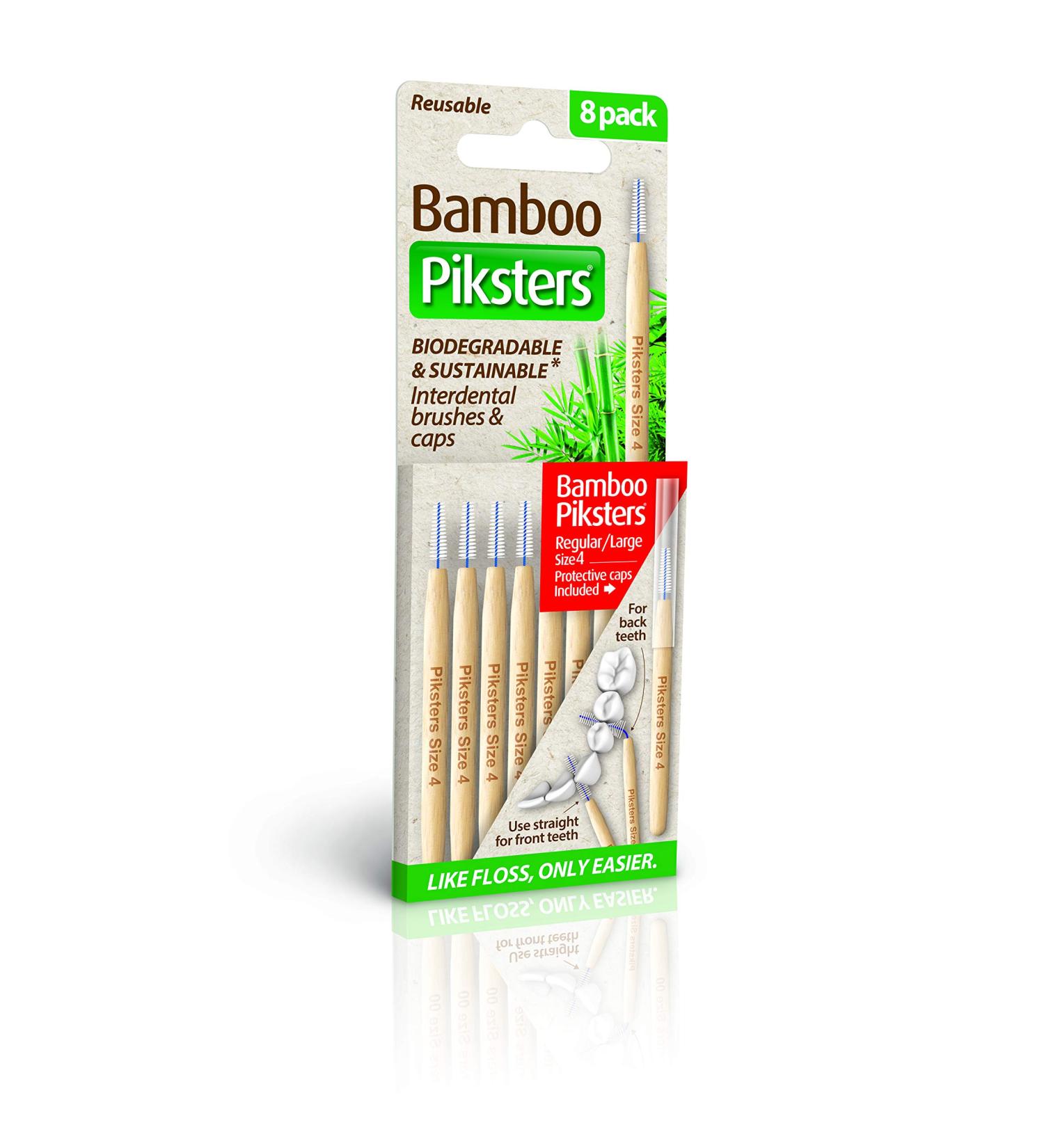 Bamboo Piksters Interdental Brushes - Size 4 (Red) 8 Pack - Sizes 00-6 - 8 Count - Buy Online on GoSupps.com