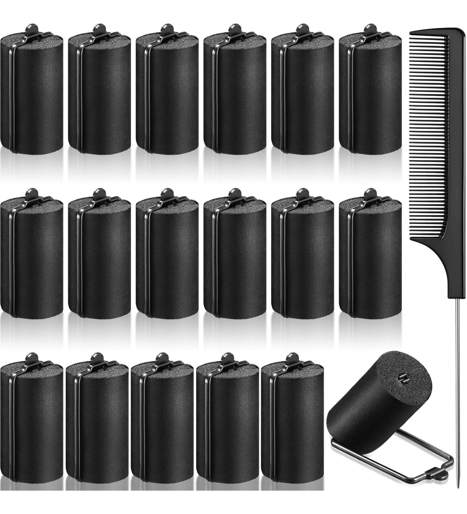 Satin Rollers for Black Hair - 18 Pack 1.42 Inch Sponge Foam Silk Covered Hair Rollers for Styling and Hairdressing - Buy Online on GoSupps.com