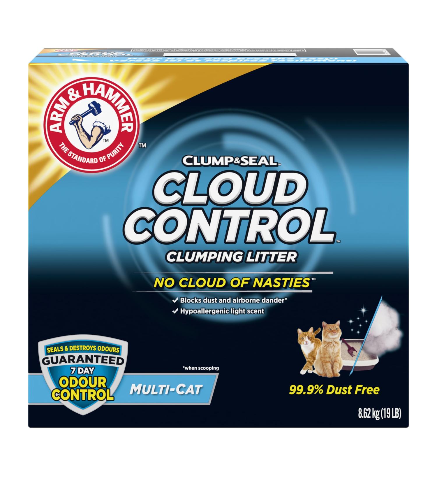 ARM & HAMMER Cat Litter Clump & Seal Cloud Control Multi-Cat Odour Control Dust Free Clumping Clay Litter 8.62kg (Pack of 1) Cloud Control 8.6kg - Buy Online on GoSupps.com