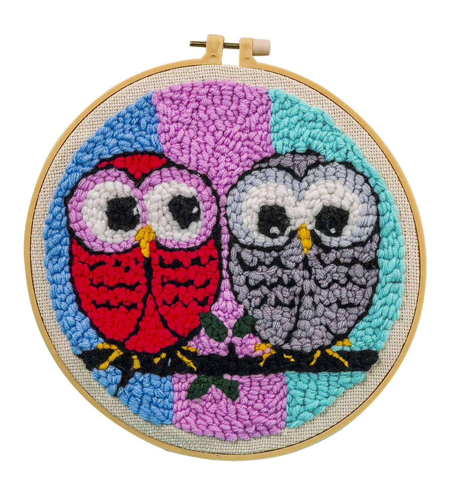 Maydear Punch Needle Starter Kit - Owl Couple Design | Beginner Cartoon Rug Hooking Set with Embroidery Pen and Hoop - Buy Online on GoSupps.com