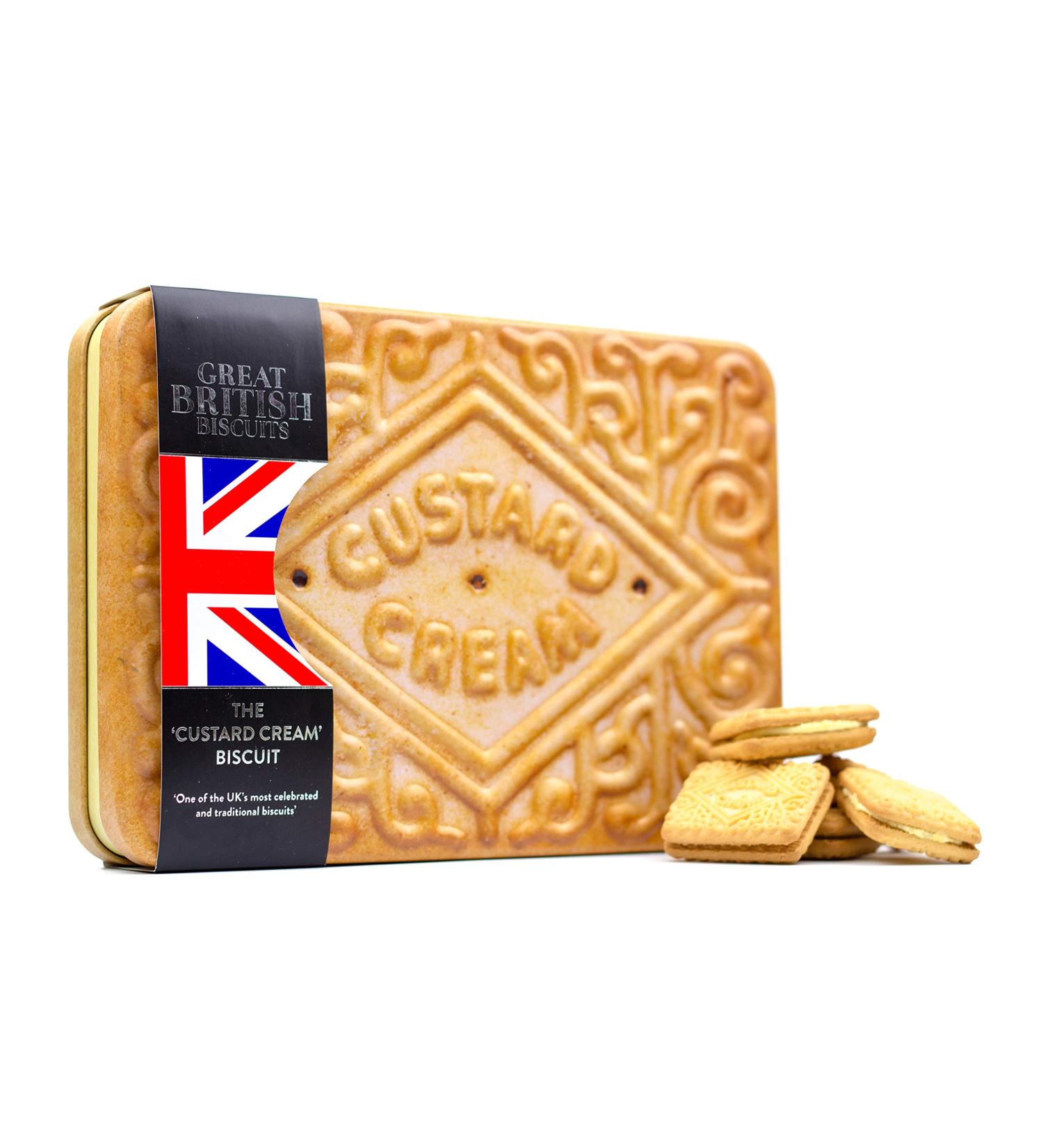 Giant Custard Cream Biscuits Gift Set - Custard Creams Novelty Biscuit Tin Family Biscuits Box with Custard Cream Luxury Biscuits - British Fathers Day Gift Ideas for Dads Birthday Hamper Tins 450g - Buy Online on GoSupps.com
