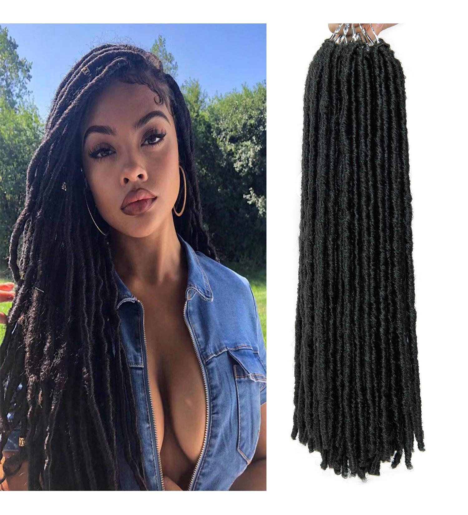 6 Packs 20 Inch Goddess Gypsy Locs Crochet Hair | Pre Looped Soft Faux Locs Dreadlock Extensions - Straight 1B (Pack of 6) - Buy Online on GoSupps.com