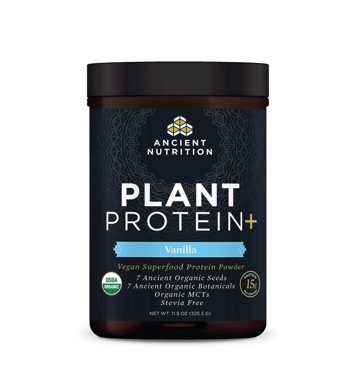 Organic Plant Protein + Vegan Vanilla Protein Powder by Dr. Josh Axe - 11.5 oz (12 servings) | Dairy-Free, Gluten-Free, Non-GMO, Paleo Friendly, No Sugar Added - Buy Online on GoSupps.com