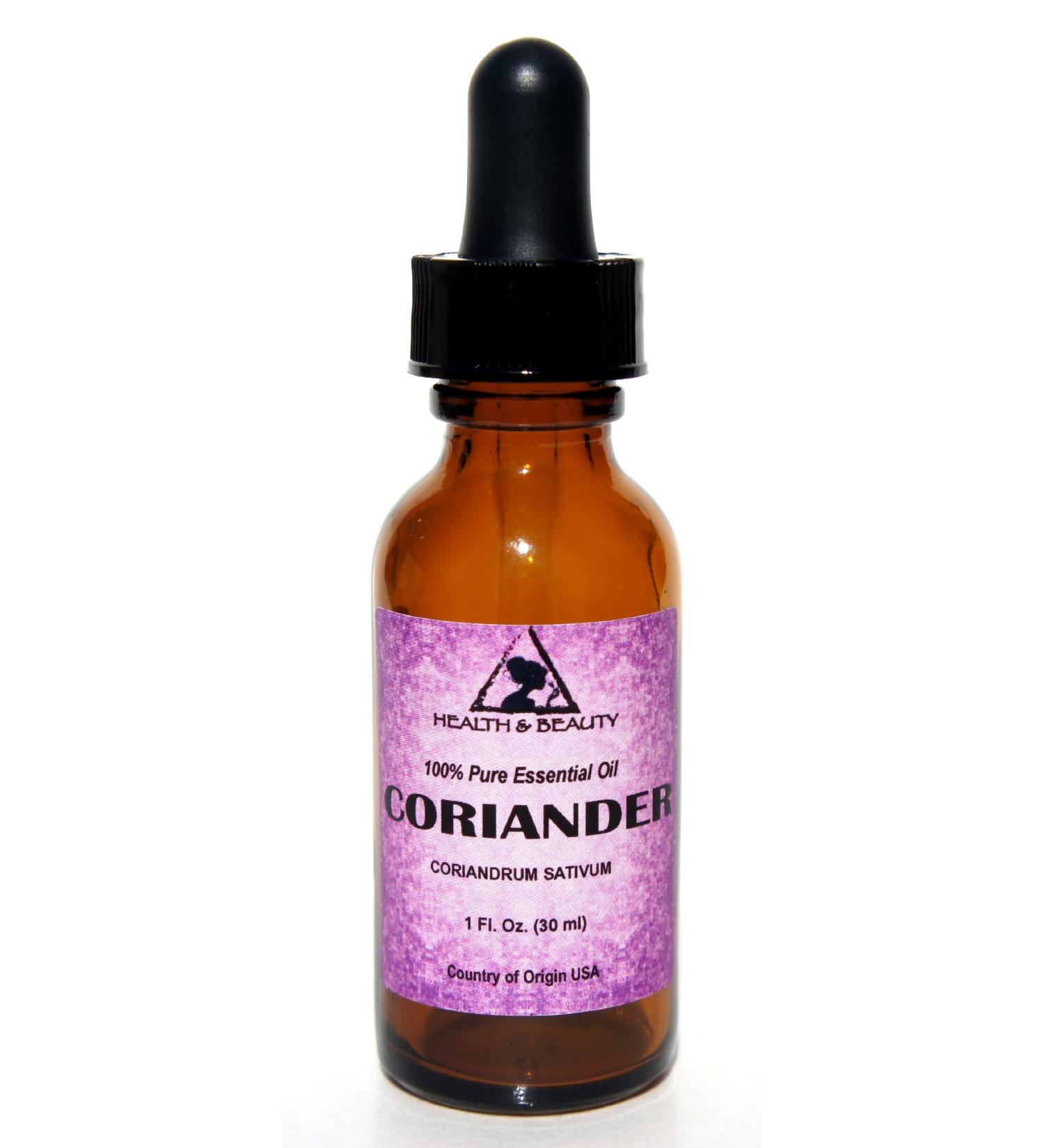 Coriander Essential Oil Aromatherapy Therapeutic Grade 100% Pure Natural 1 oz 30 ml with Glass Dropper - Buy Online on GoSupps.com