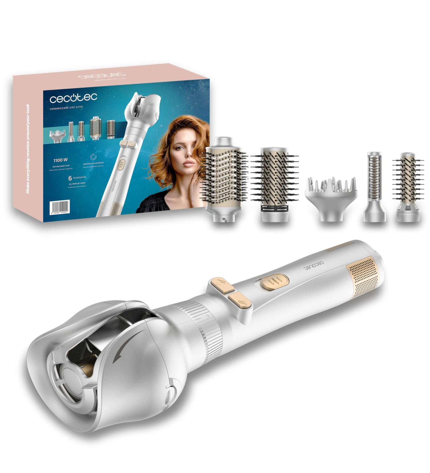 Cecotec CeramicCare 6in1 Gyro Rotating Hair Dryer Brush. 1100W Hair Dryer Rotating Gyroscope 6 Interchangeable Heads T - Buy Online on GoSupps.com