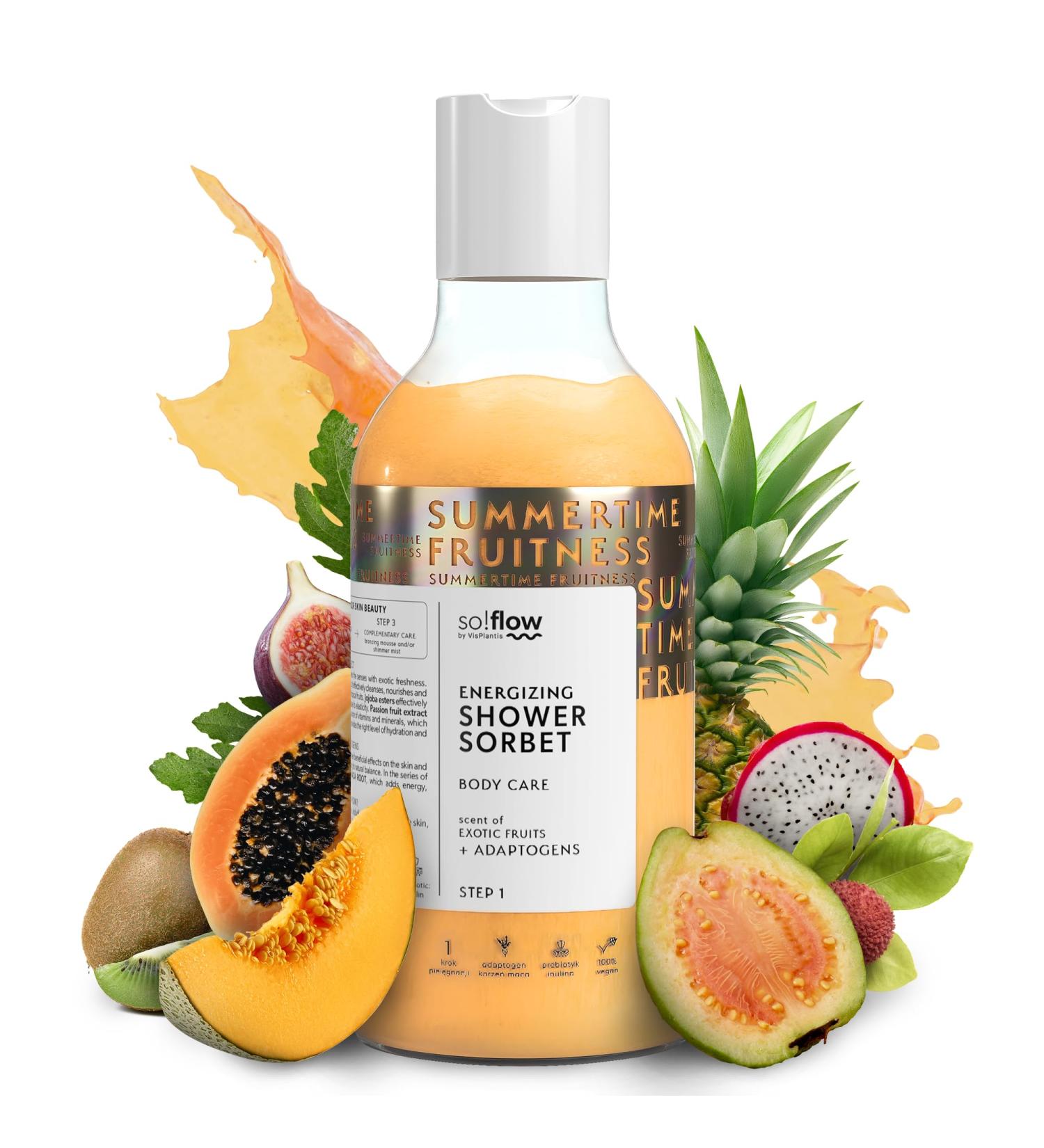 Shop Soflow Energetic Sorbet Exotic Shower Gel with Jojoba Invigorating Skin-Softening Shower Experience with Exotic Fruits International Shipping Available - Buy Online on GoSupps.com