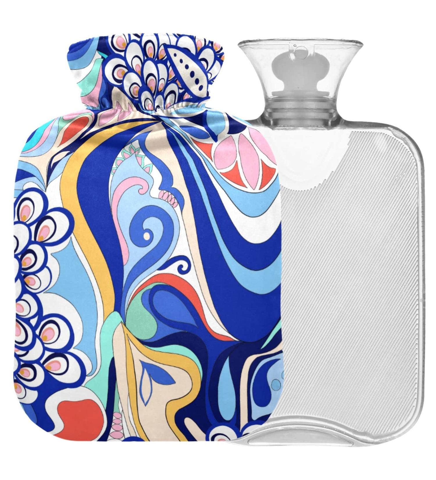 Buy Naanle Colorful Hot Water Bottle - Abstract Flower Cover for Pain Relief & Warmth | 1L Transparent Design for Back Hand & Neck Therapy - Buy Online on GoSupps.com