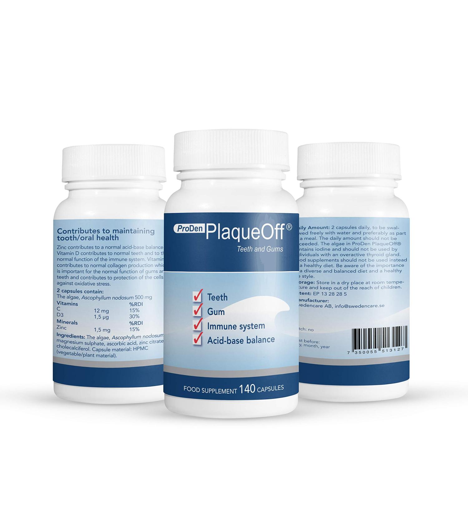 ProDen PlaqueOff Capsules - 140 Tablets for Teeth & Gums | Fight Bad Breath Plaque & Tartar - International Shipping Available - Buy Online on GoSupps.com