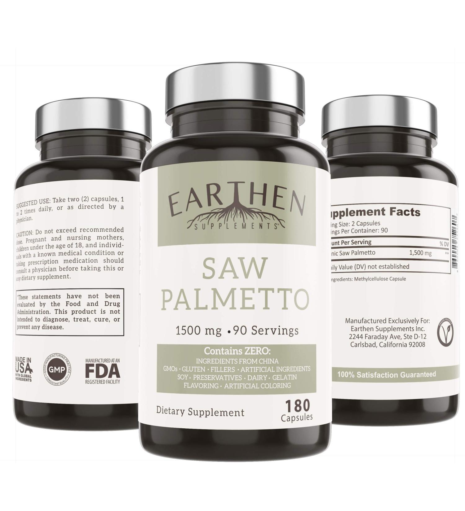 Saw Palmetto Supplement | 1500mg Organic Blend | 180 Capsules - 90 Servings | Vegan & Non-GMO | China-Free Ingredients - Buy Online on GoSupps.com