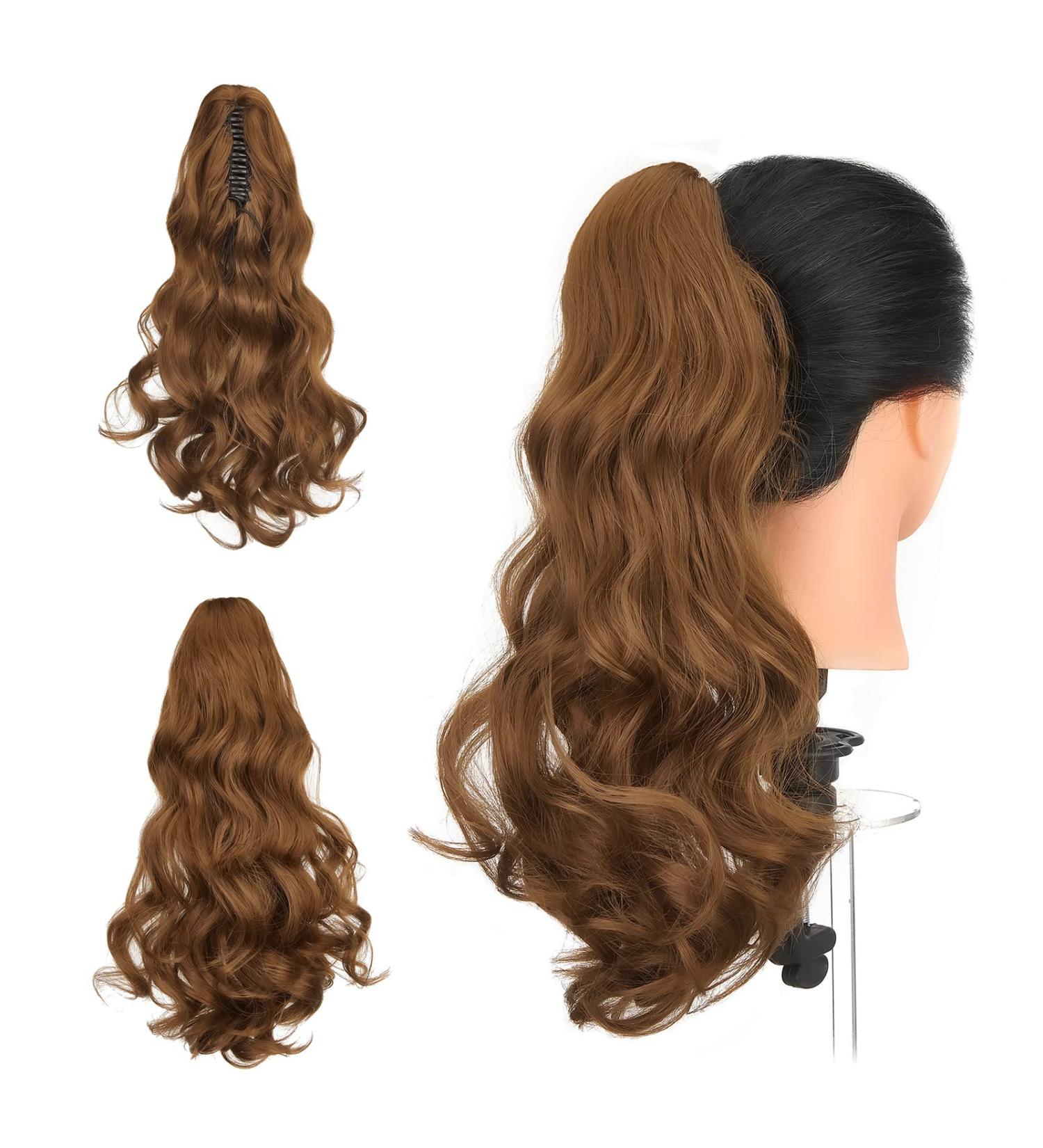 Shop 45cm Gairyan Auburn Ponytail Extensions | Clip-In Curly & Wavy Synthetic Hair for Women - Buy Online on GoSupps.com