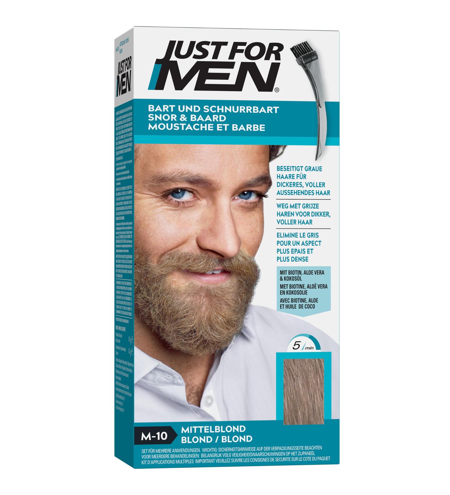 Just for Men Moustache and Beard Medium Blonde Colour Eliminates Grey for a Thicker and Fuller Look M10 M10 - medium blonde - Buy Online on GoSupps.com