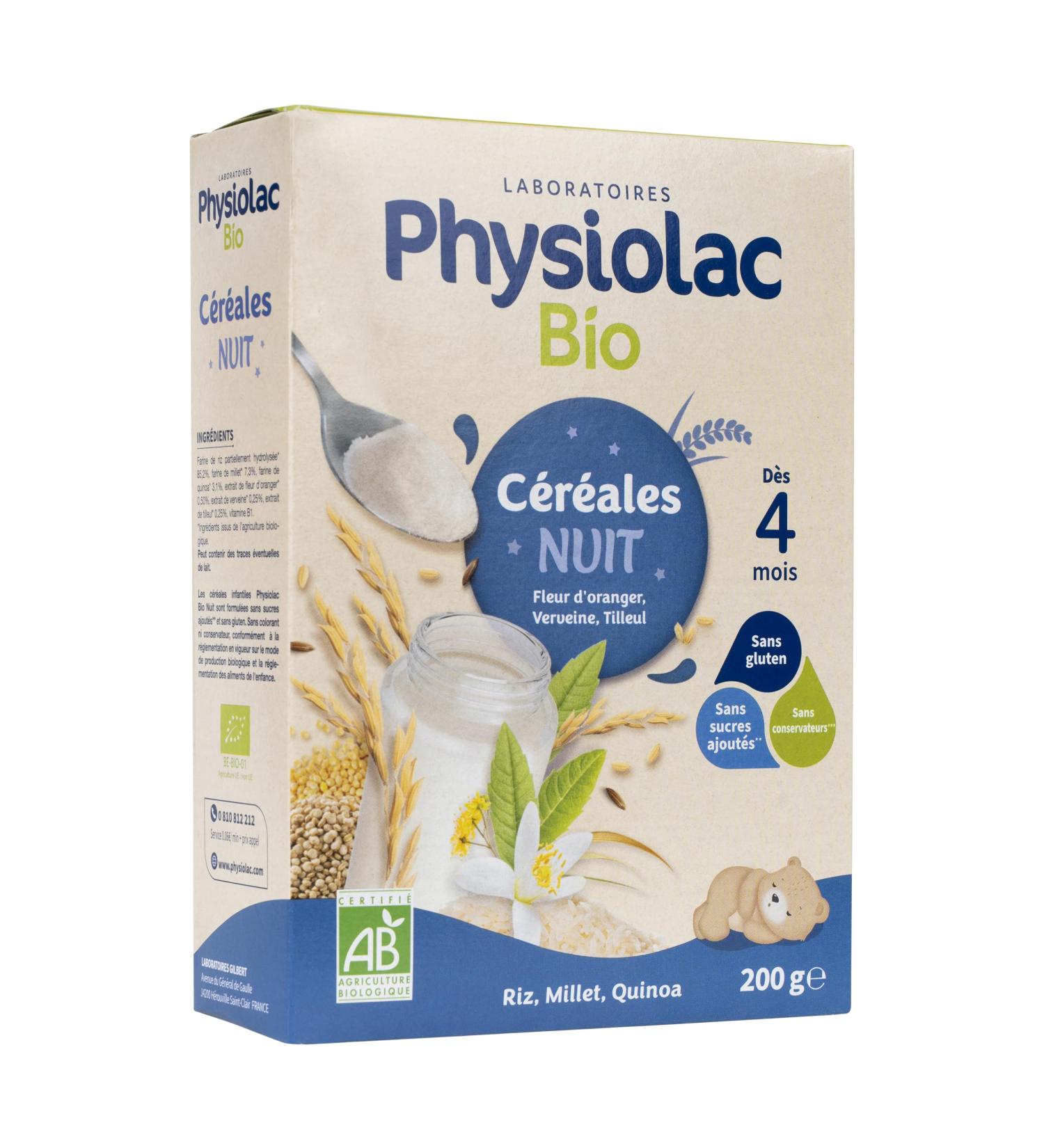  Physiolac Physiolac Organic Nighttime Cereal from 4 months 200g - Buy Online on GoSupps.com