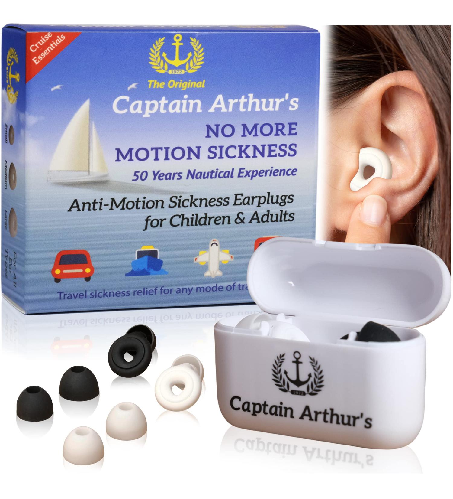 No More Motion Sickness Earplugs by Captain Arthur - Anti Nausea Relief for Adults & Kids | Seasickness Prevention for Travel, Cruise, Car Sickness - Buy Online on GoSupps.com