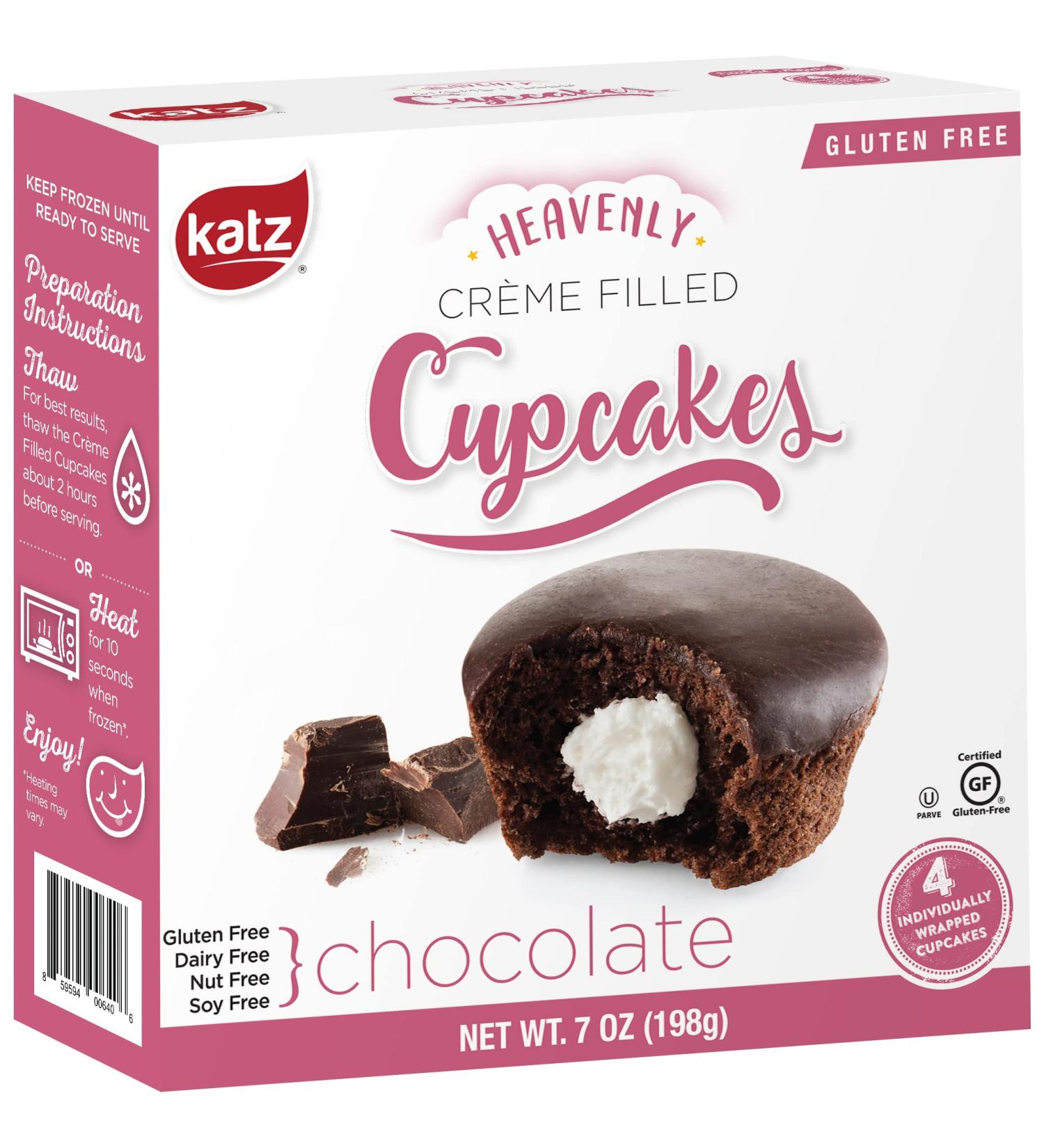 Katz Gluten Free Chocolate Crme Filled Cupcakes | Dairy, Nut, Soy, Gluten Free | Kosher | 7oz (Pack of 4) - Buy Online on GoSupps.com