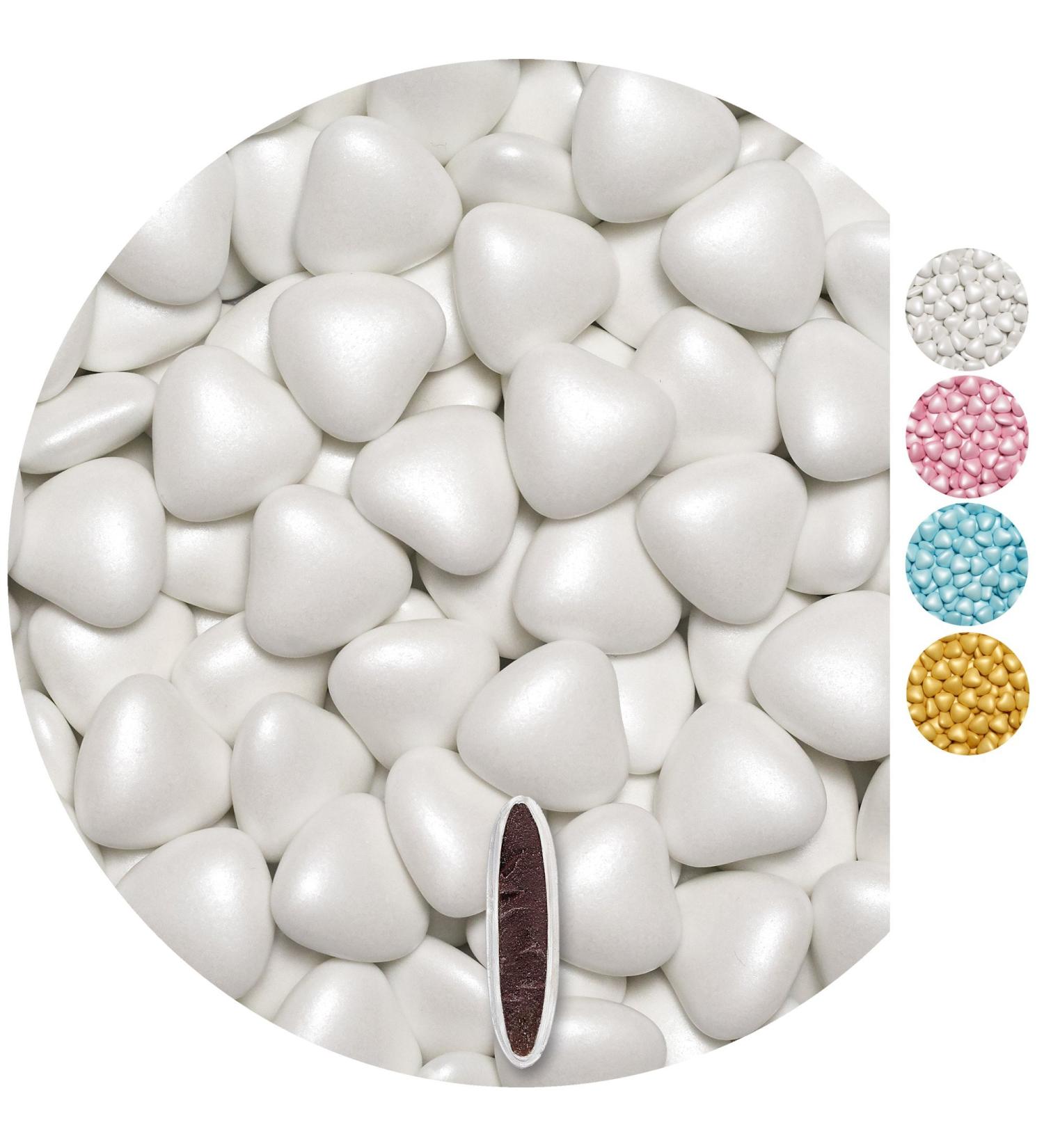 One-in Chocolate Hearts Pearl 500g - Premium White Dragees for Weddings Baptisms & Candy Bars - Buy Online on GoSupps.com