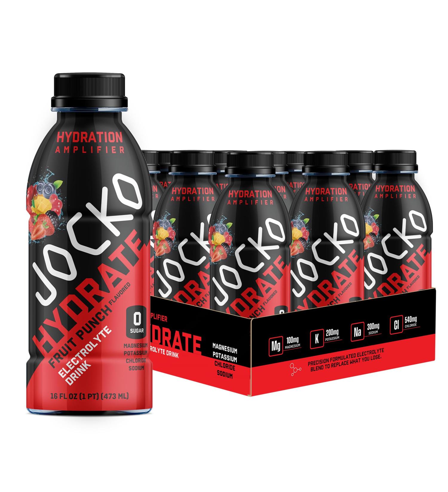 Jocko Fuel Hydrate Electrolyte Drinks - Sports Drink Hydration Amplifier Thirst Quencher - Scientifically Formulated Electrolyte Blend Fruit Punch Flavor 16 Oz (12 Pack) Fruit Punch 16 FL Oz - Buy Online on GoSupps.com
