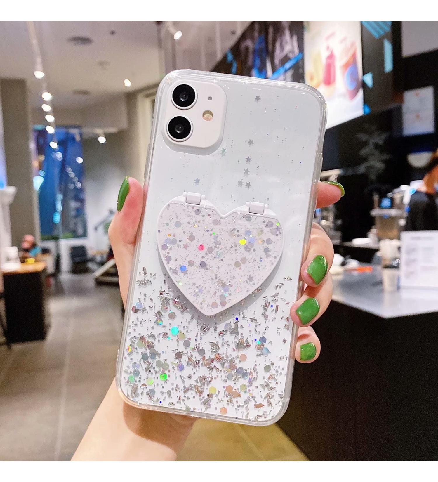 Magon Crystal Glitter Case for Xiaomi Mi 10T Pro - Slim Clear Sparkle Phone Cover with Mirror Stand Holder - Buy Online on GoSupps.com