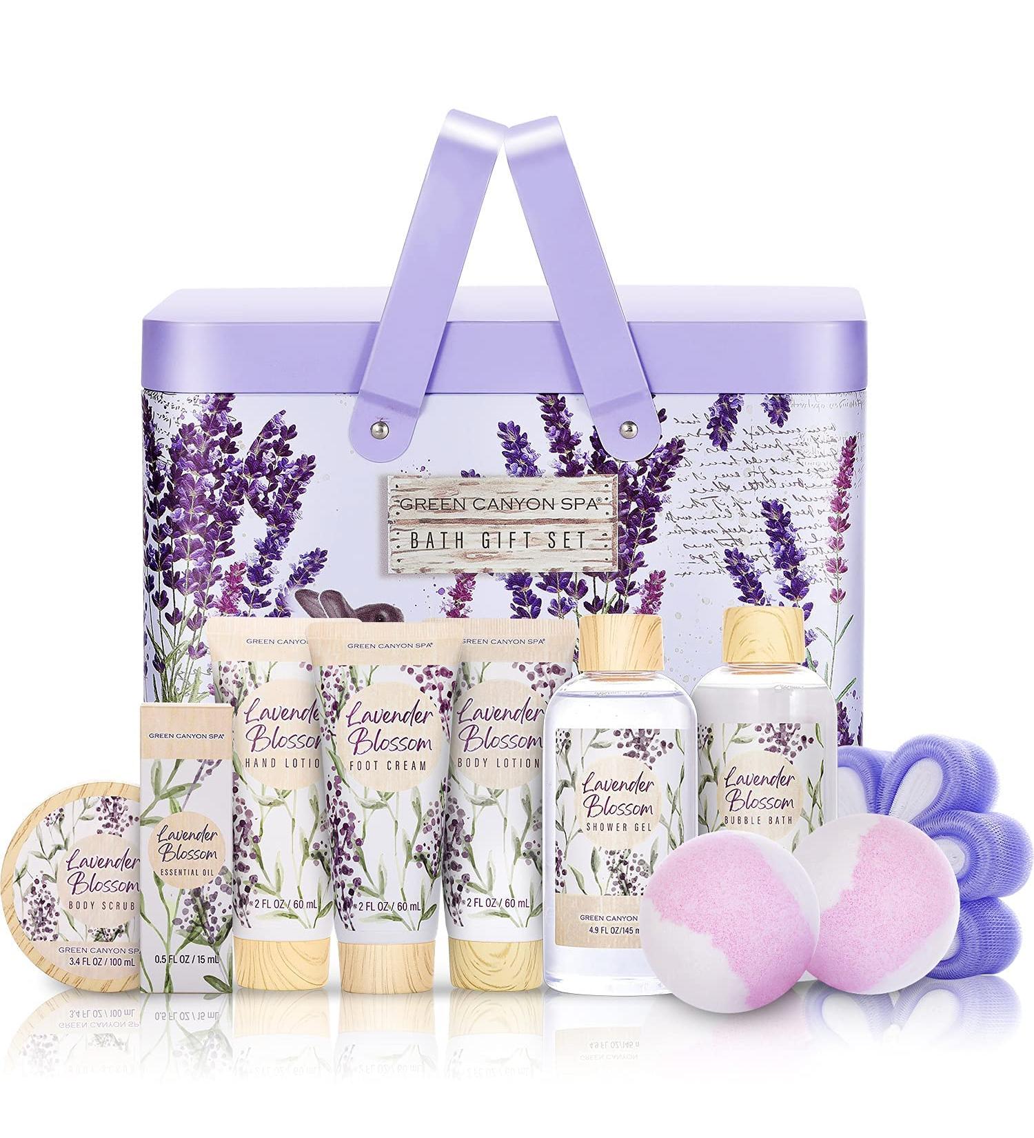 Green Canyon Spa Lavender Bath Gift Set - 11pcs Birthday Gifts for Women, Home Spa Relaxation - Buy Online on GoSupps.com