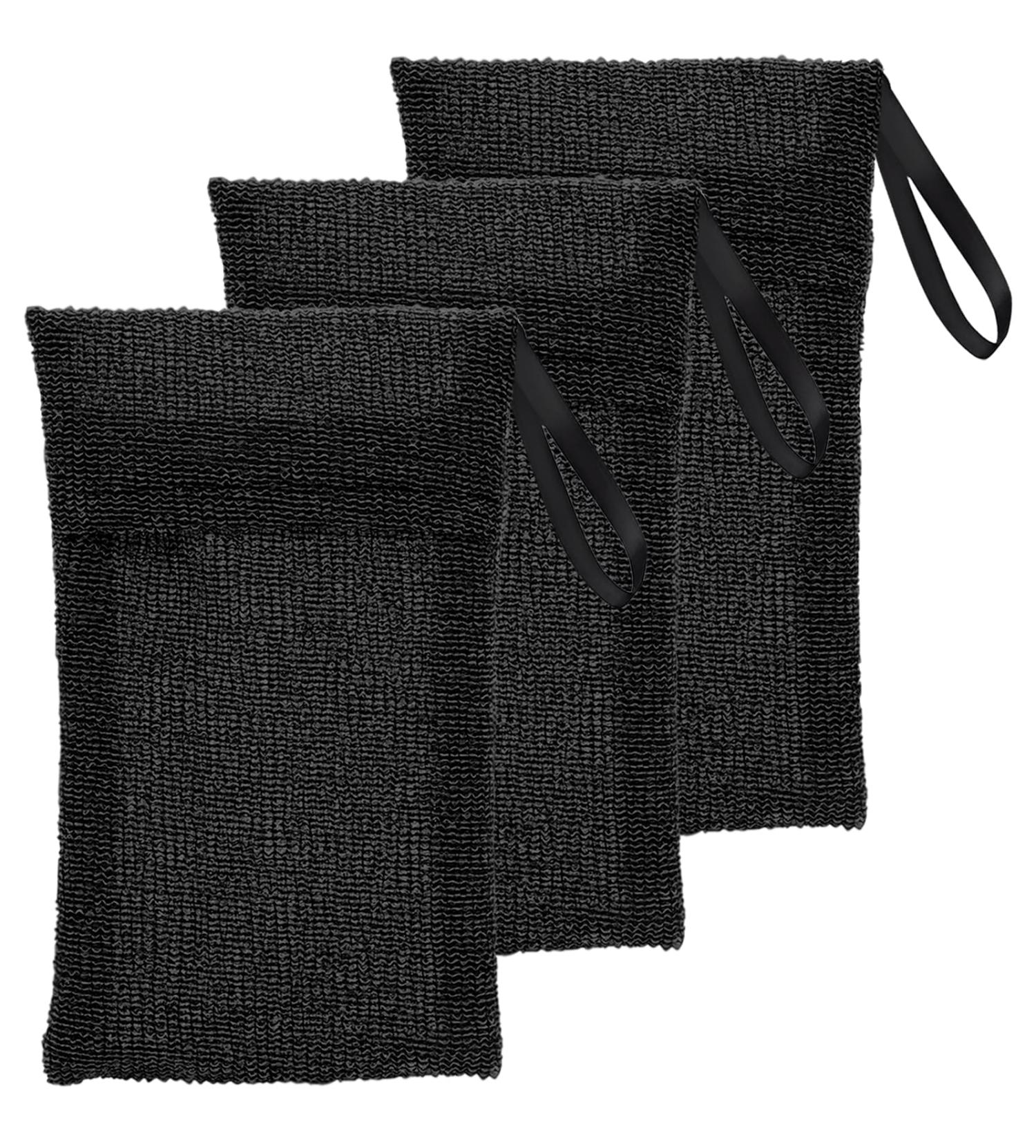 Travel Soap Saver Bag - 3 Pcs Exfoliating Mesh Pouches for Shower & Body - Black - Buy Online on GoSupps.com