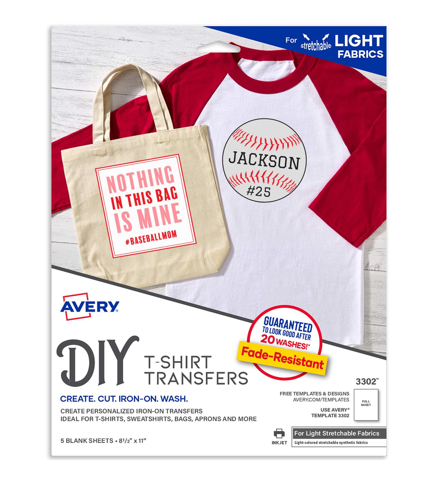 Avery Stretchable Heat Transfer Paper for Light Fabrics - 8.5 x 11 - Inkjet Printer - 5 Sheets - Buy Online on GoSupps.com