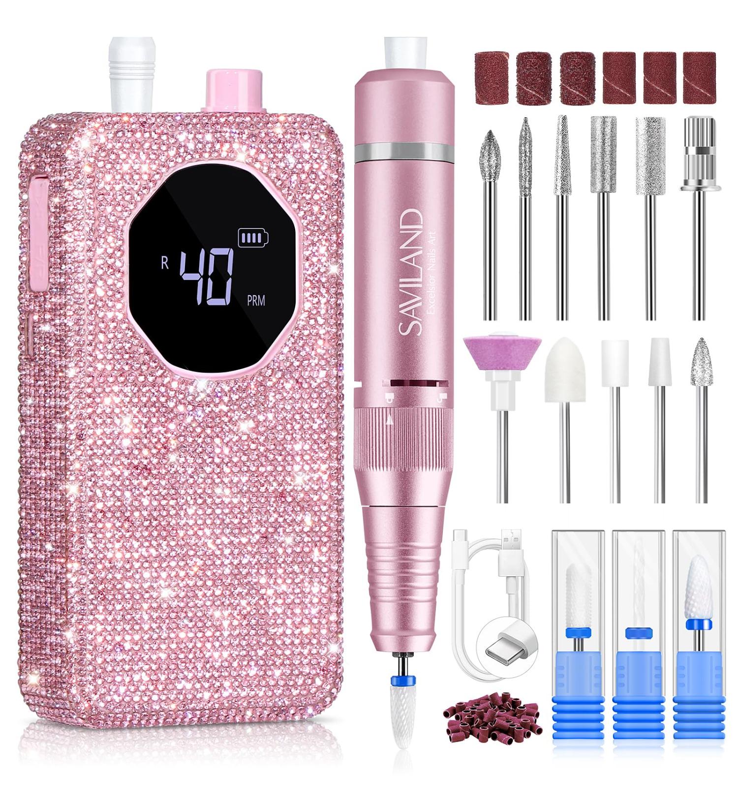 SAVILAND Professional Nail Drill 40000 RMP: Portable Diamond Nail Drill Kit Rechargeable 4000 mAh Electric Nail File for Thick Acrylic Nails with Ceramic Nail Drill Bits Sanding Bands Nail Tech Salon - Buy Online on GoSupps.com