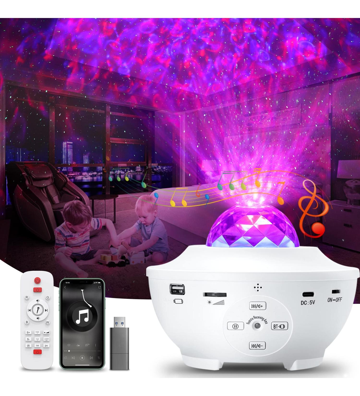 Galaxy Light Projector with Remote Control | 10 Color Changing LED, Bluetooth Speaker, Timer | Baby Room Decor & Festival Gift - White - Buy Online on GoSupps.com
