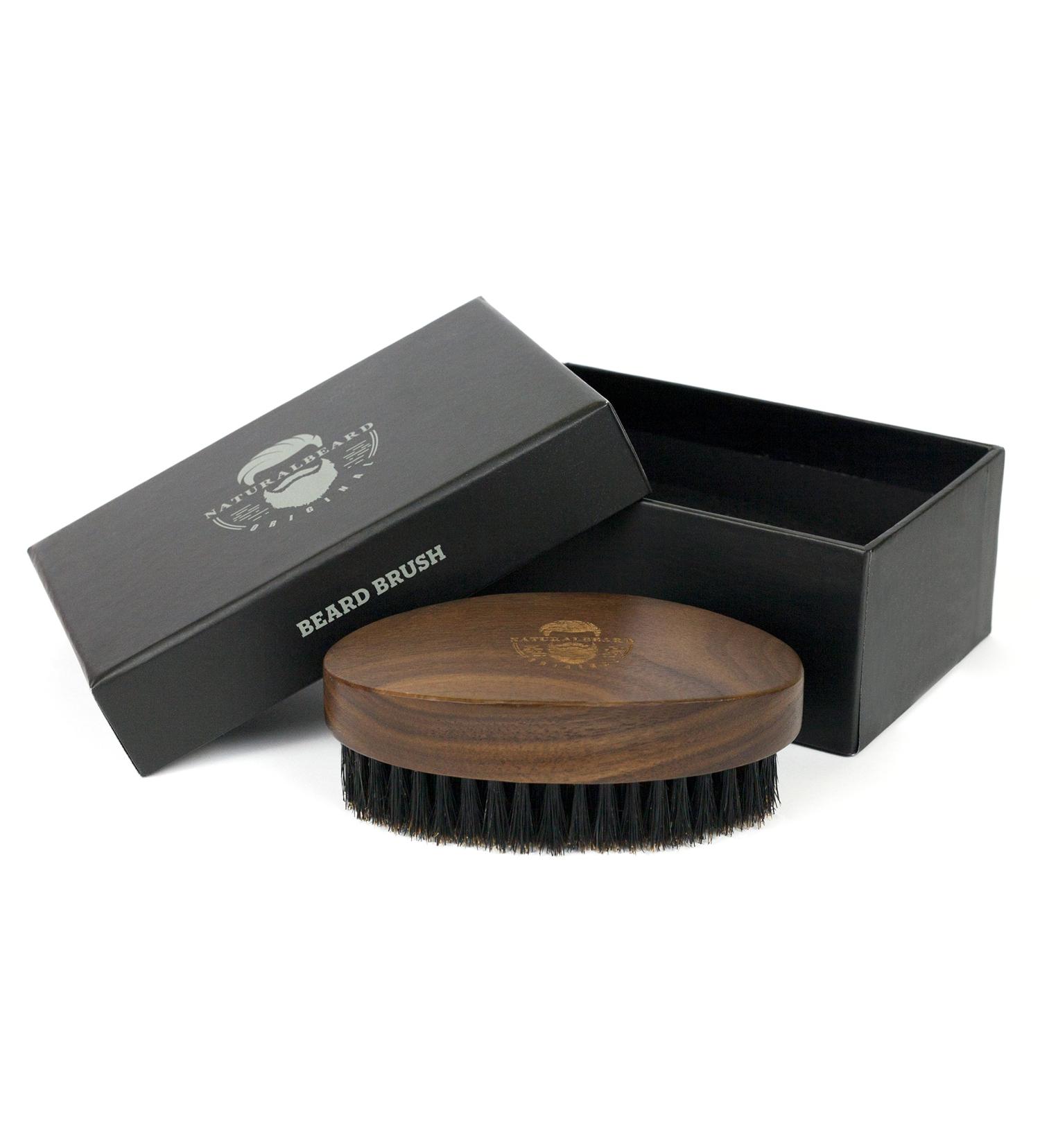 NaturalBeard Original Barbershop Bartbrush | Walnut Wood & Wild Boar Hair for Beard Care | Perfect for Oil Balm & Wax - Buy Online on GoSupps.com