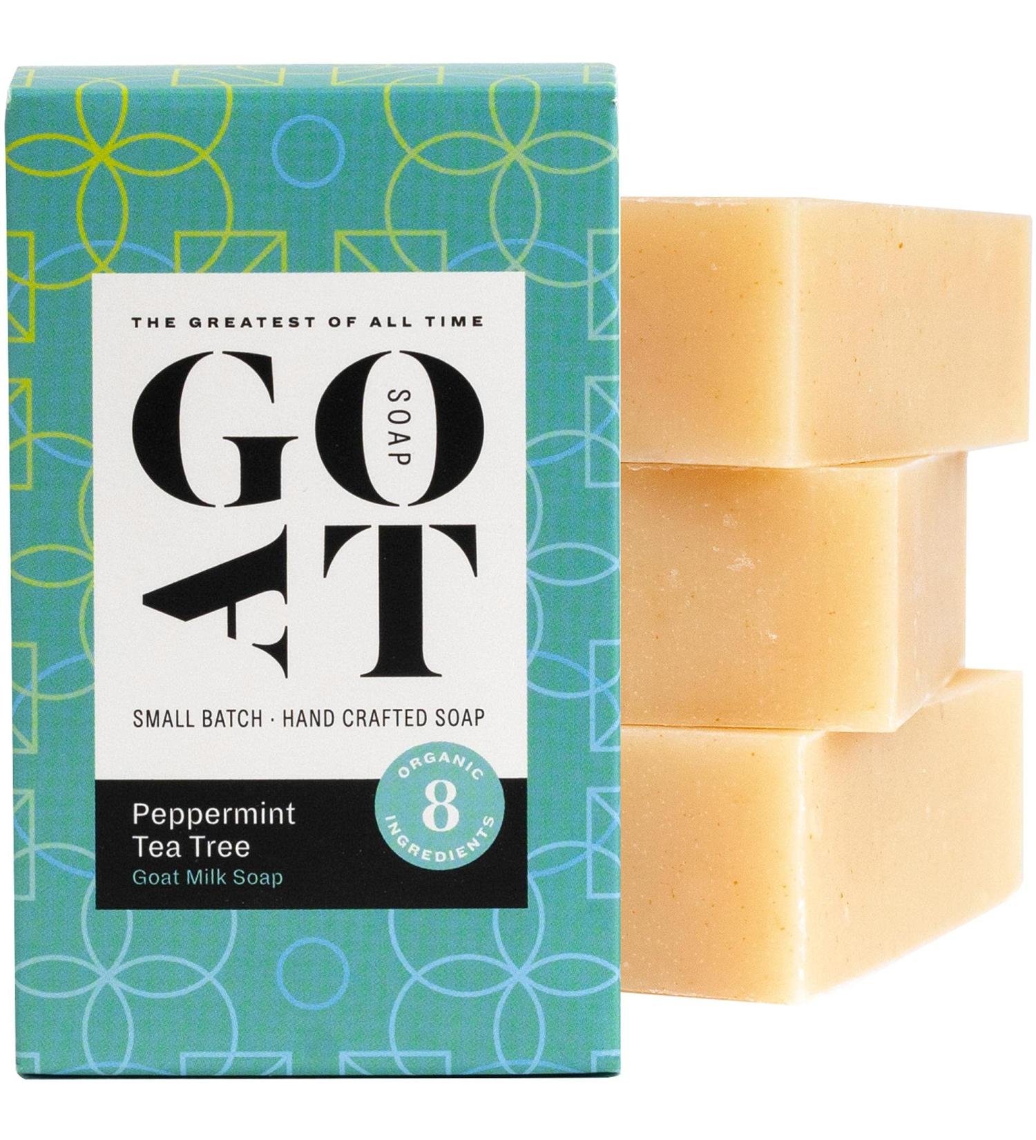 GOAT SOAP Peppermint Tea Tree Goat Milk Soap Bars - Handmade, Natural & Organic - 4oz Bath Soaps (Pack of 3) - Made in USA - Buy Online on GoSupps.com