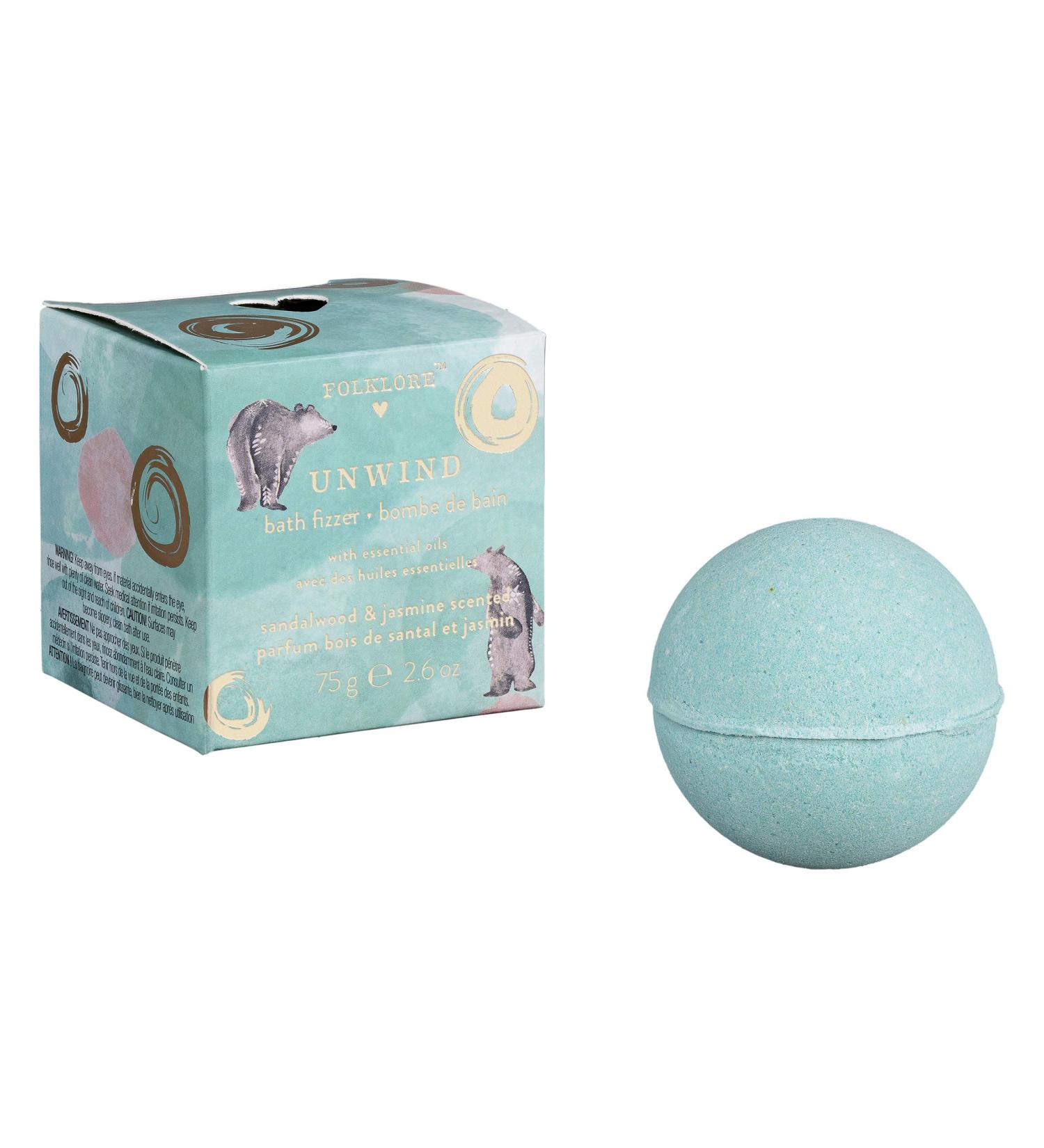 Folklore Unwind Sandalwood and Jasmine Bath Fizzer - Calming & Soothing Scent - Buy Online on GoSupps.com