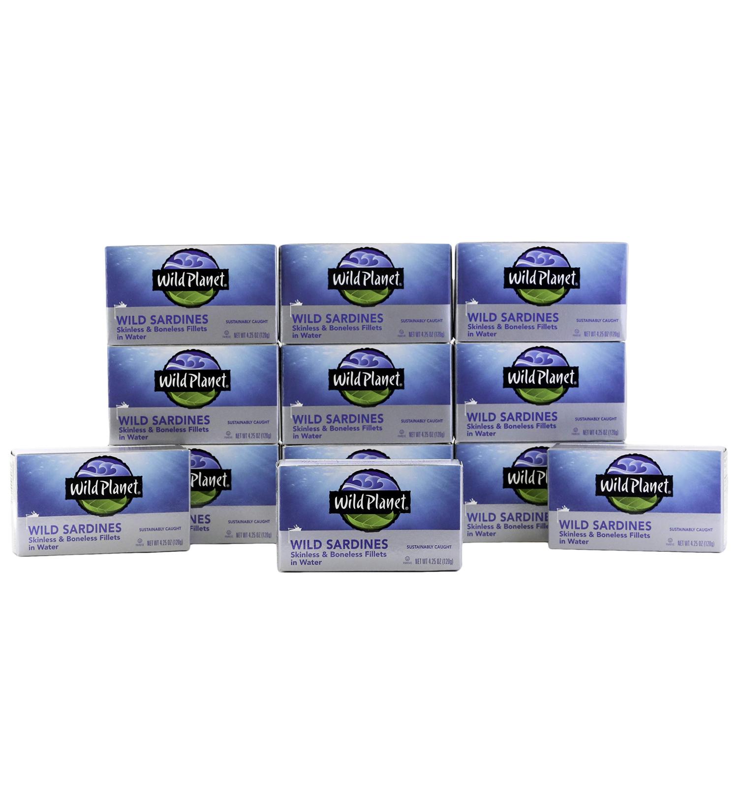 Wild Planet Skinless & Boneless Wild Sardines in Water - Keto & Paleo, 12 Pack, 4.25 oz - Buy Online on GoSupps.com
