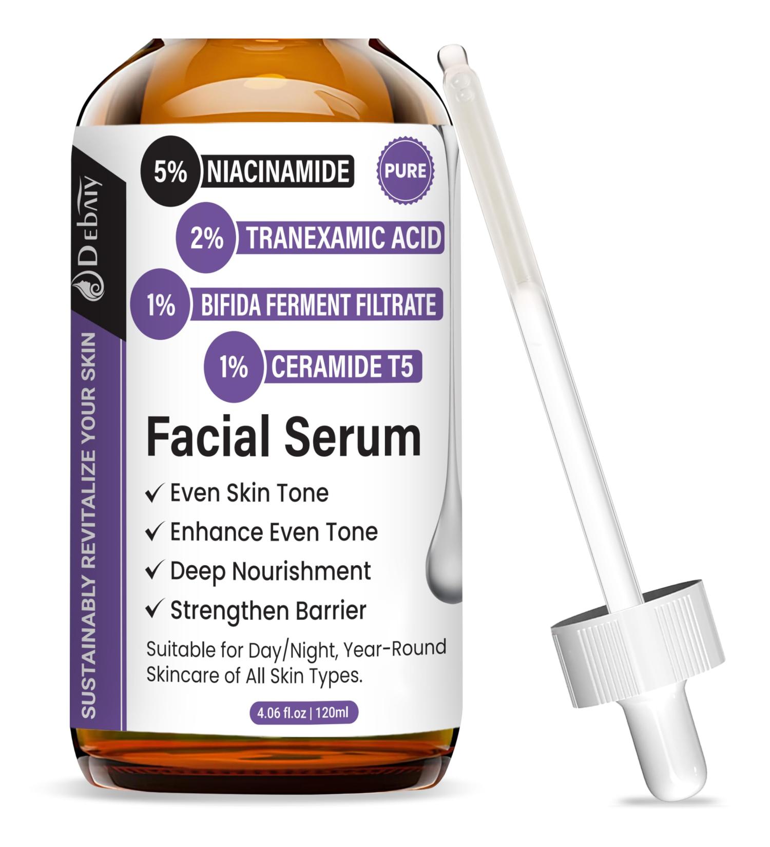 DEBAIY 5% Niacinamide Facial Serum with Tranexamic Acid Enhance Even Tone & Strengthen Skin Barrier (4.06fl.oz/120ml) - Buy Online on GoSupps.com