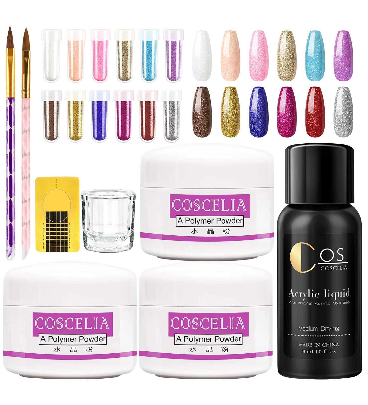 Coscelia Acrylic Nail Set Kit - Professional Acrylic Powder & DIY Nail Decoration Tools | 3 Colors Included | International Shipping Available - Buy Online on GoSupps.com