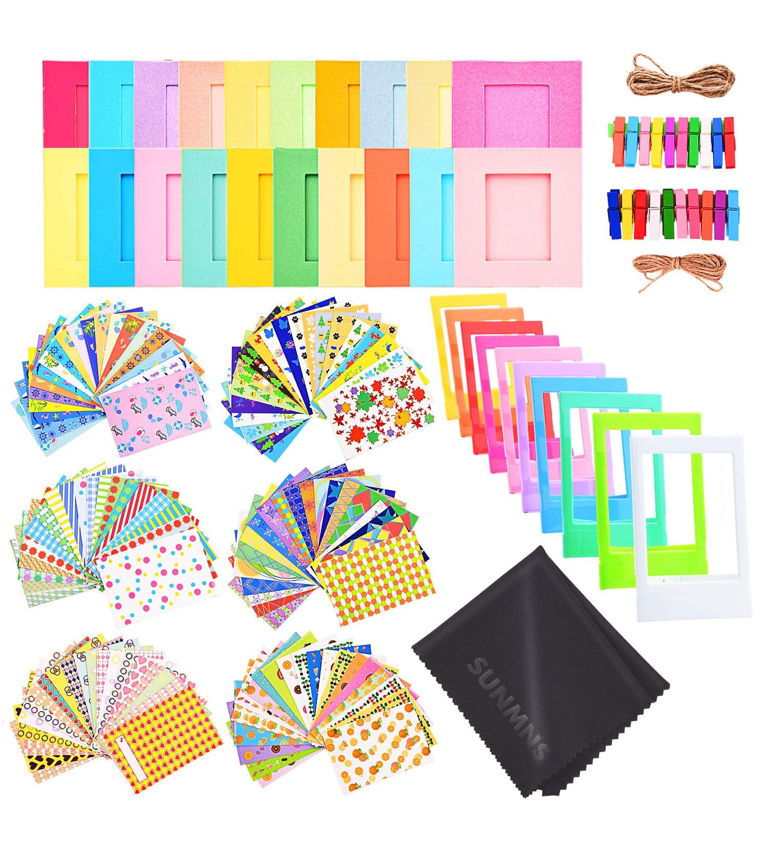 Sunmns Colorful Bundle Kit for Fujifilm Instax Mini Cameras - Includes Film Stickers, Desk & Hanging Frames - Buy Online on GoSupps.com
