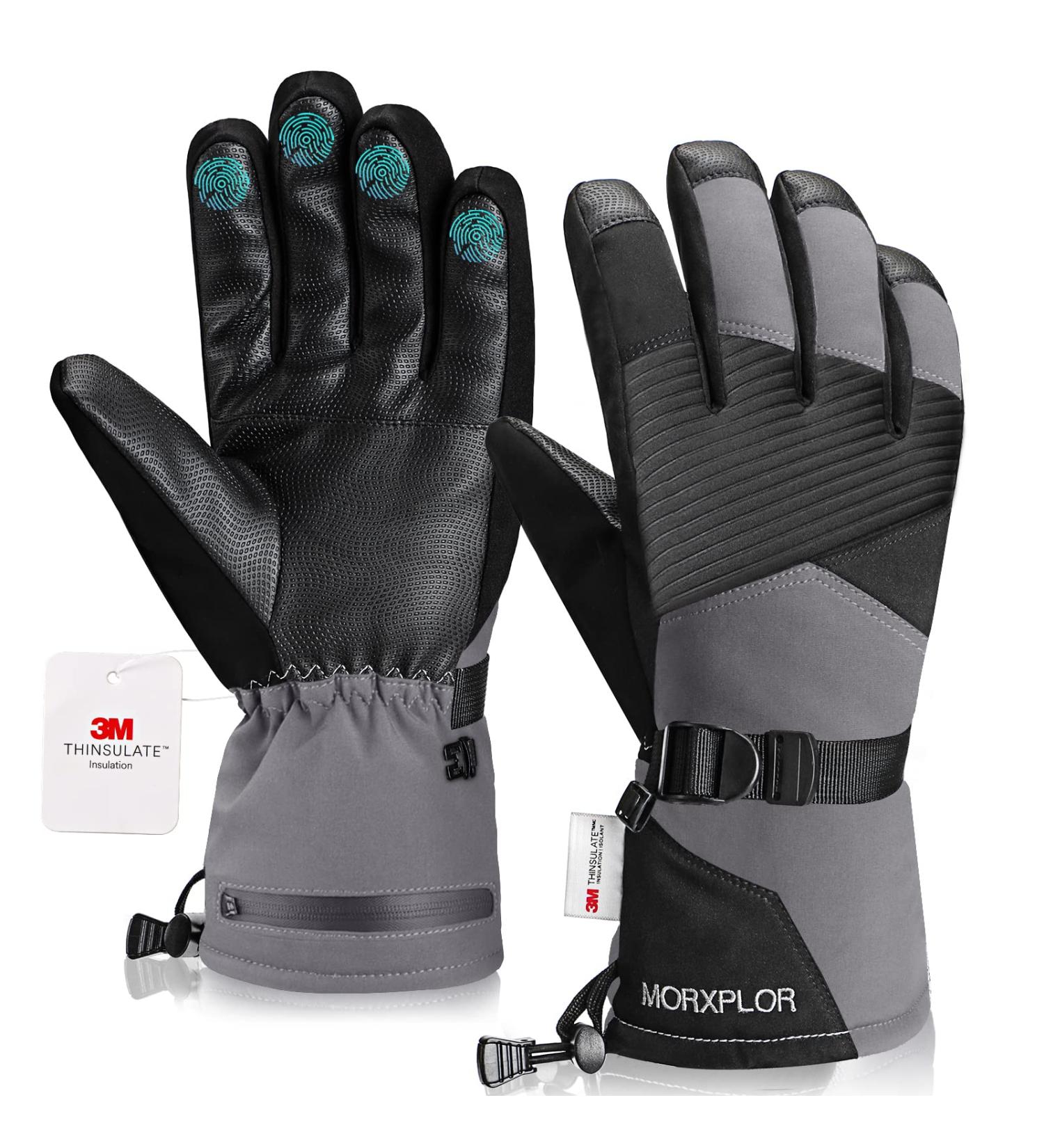Morxplor Winter Ski Snow Gloves - Waterproof Insulated Touchscreen Snowboard Gloves - Black/Grey - Medium - Buy Online on GoSupps.com