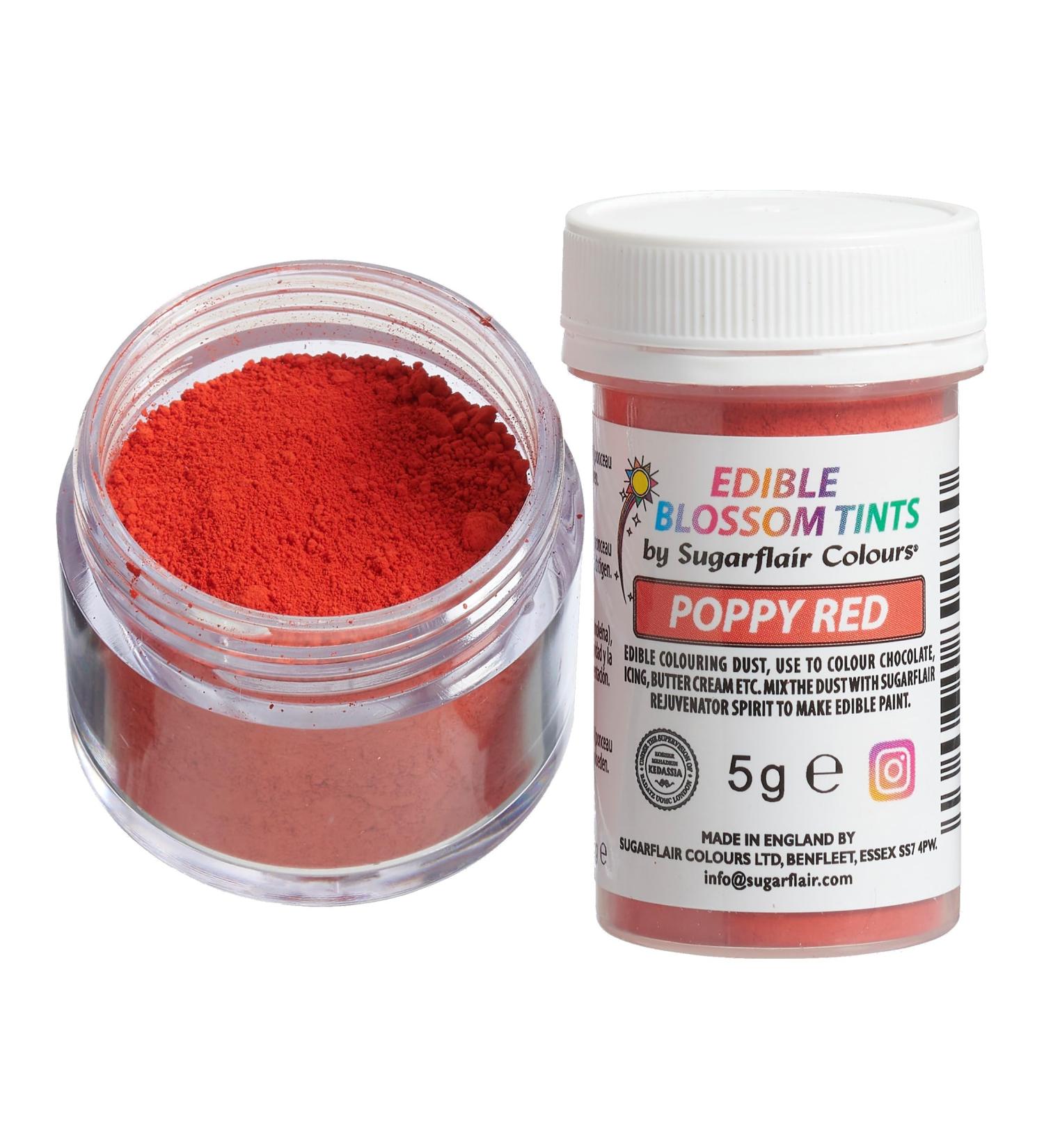 Sugarflair Poppy Red Food Colouring Powder Dust Use on Cake Surfaces Decorations or Colour Sugarpaste Fondant Icing Chocolate Buttercream Royal Icing Macarons and More! - 5g