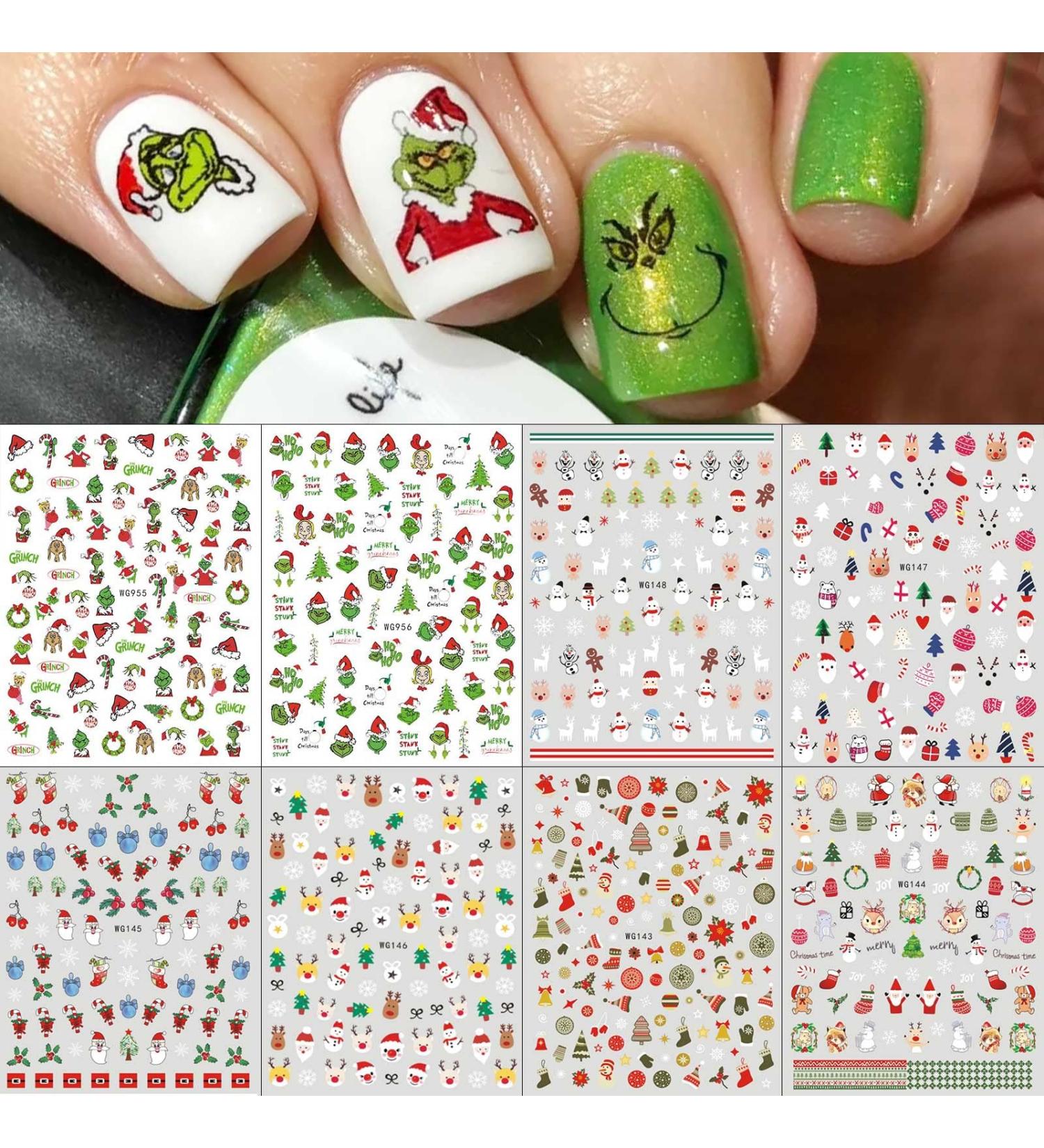 Christmas Nail Stickers 9 Sheets Self-Adhesive Nail Decal for Kids Cartoon Nail Art Decoration Design Supplies - Buy Online on GoSupps.com