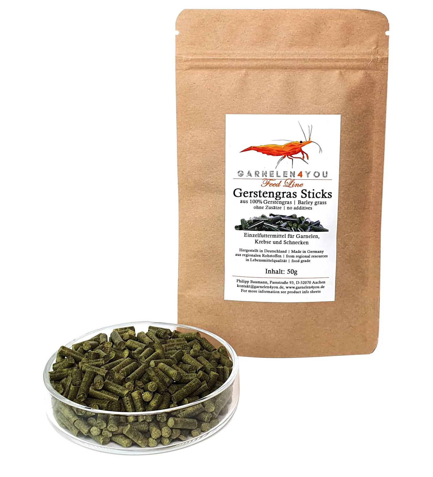 GARNELEN4YOU Barley Grass Sticks Premium Shrimp Food Sustainable Packaging Made in Germany Food Pellets for Shrimp Crayfish Snails and More. - Buy Online on GoSupps.com