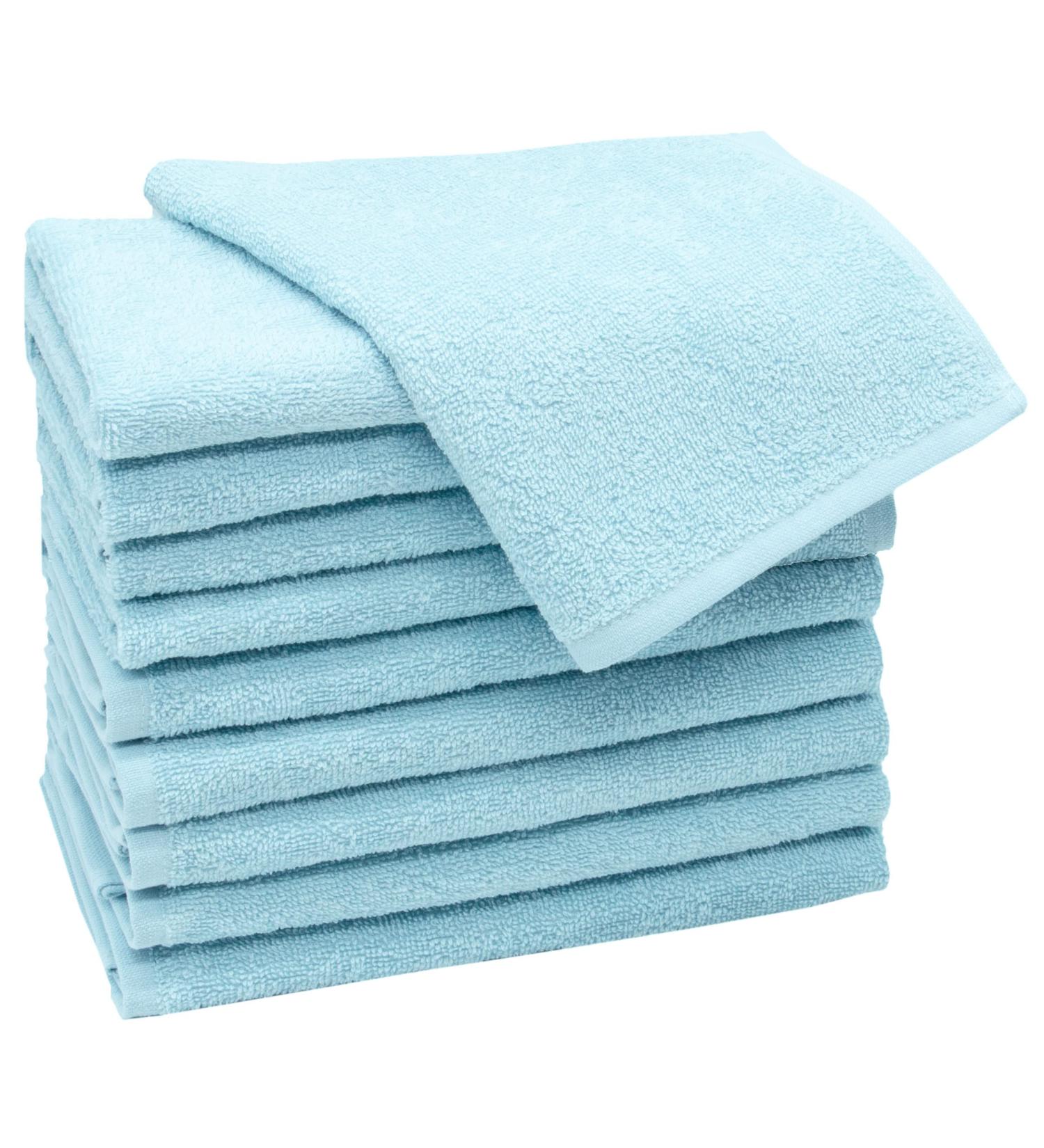 Zollner 10 Set Guest Towels - Soft & Strong Hotel Quality Light Blue 30x50 cm Washable Up to 60 C With Practical Hanger - Buy Online on GoSupps.com