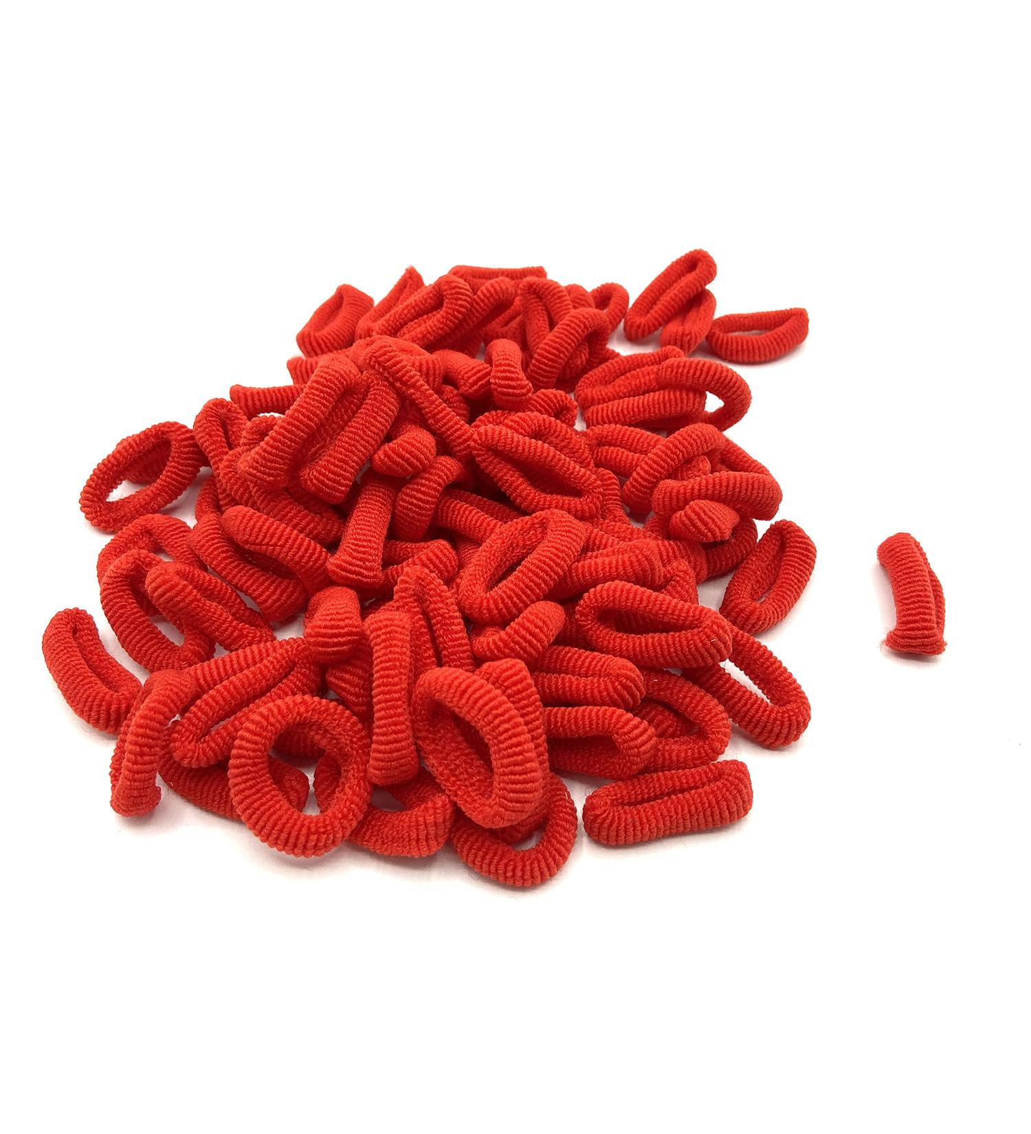 100 Super Soft Hair Ponios Girls Hair Accessories Ponytail Holders Pig Tails Fine Hair Accessories with storage bag (Red)